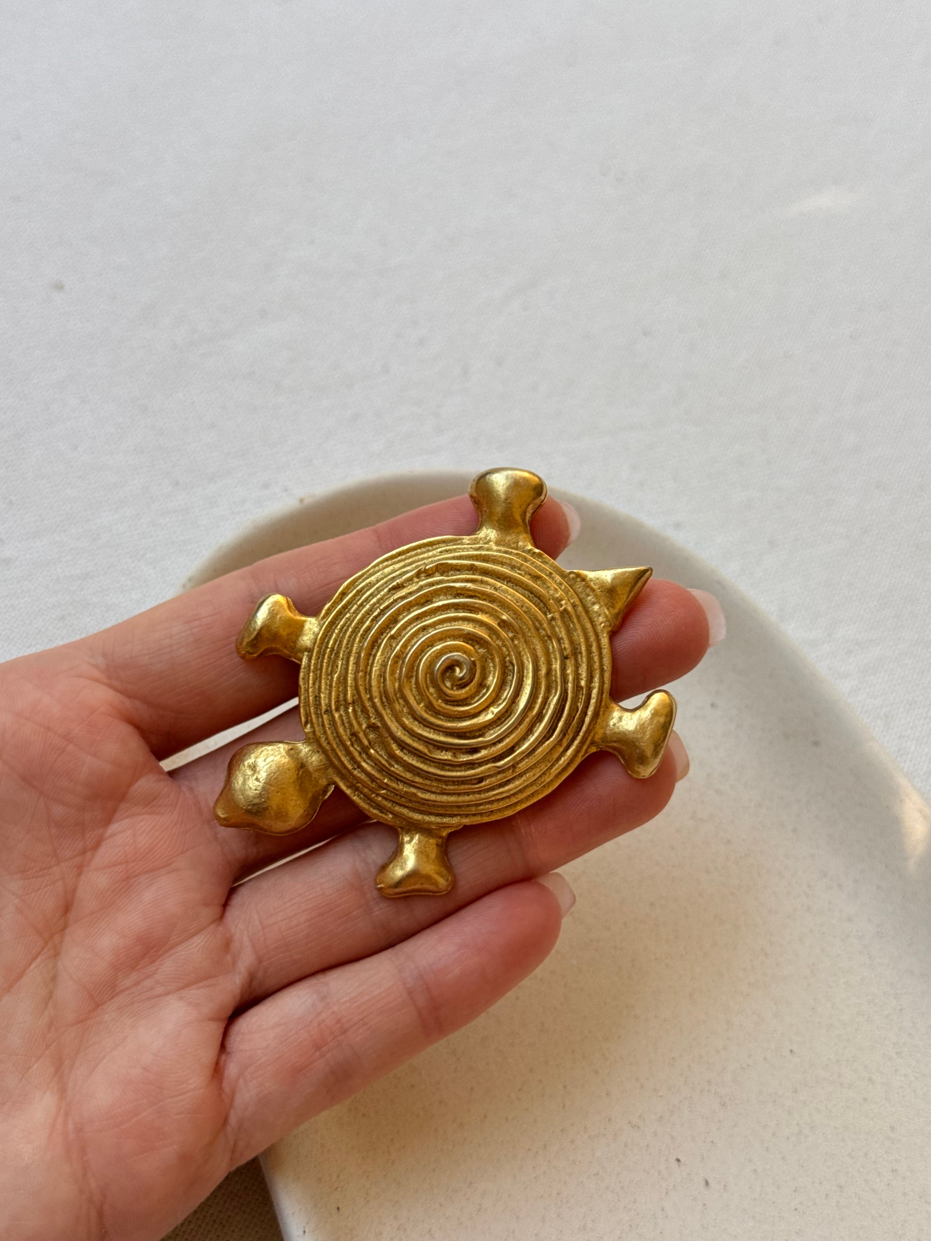 Broche vintage - Tortue dorée