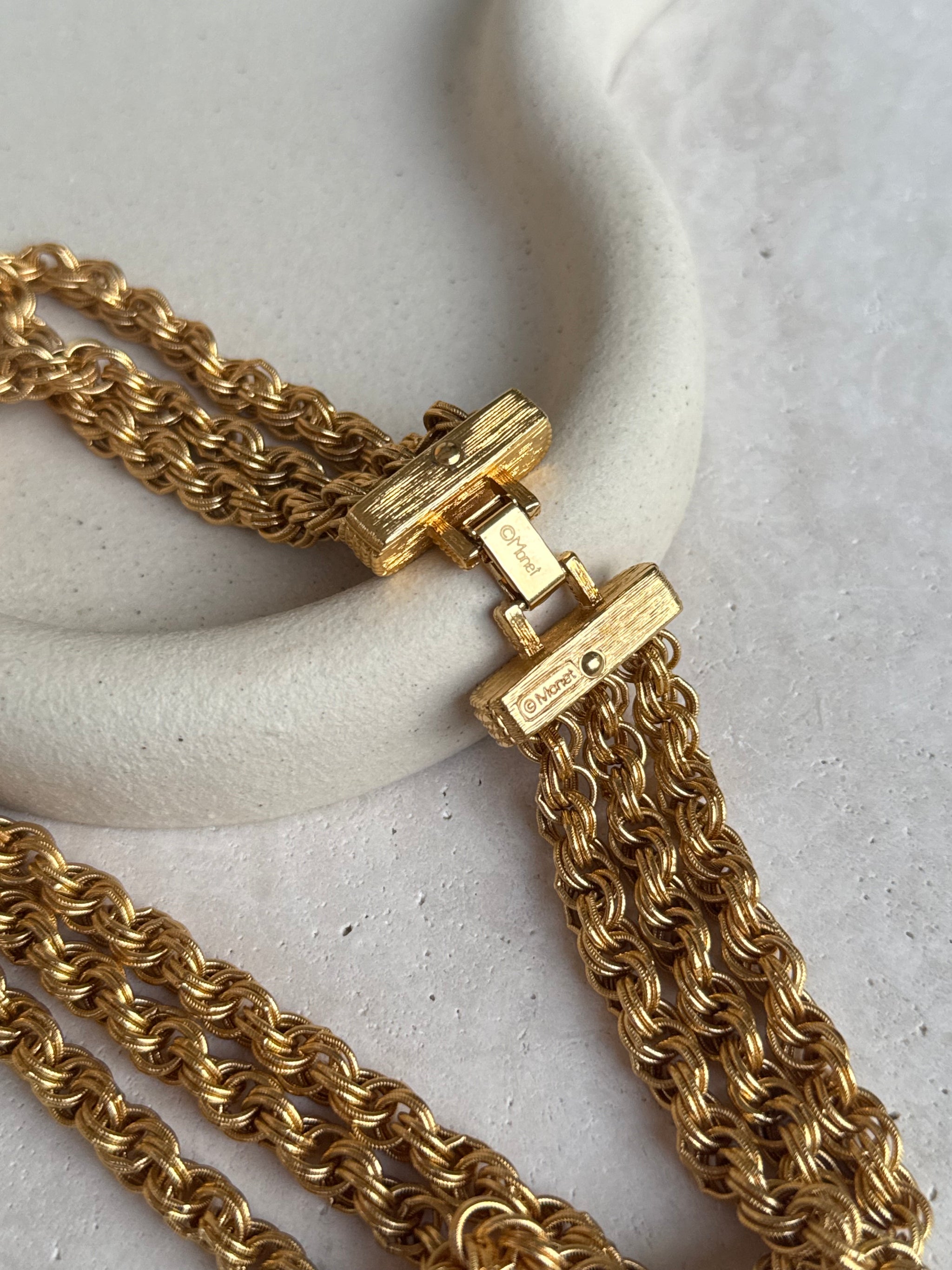 Collier Monet vintage - Doré 3 rangs