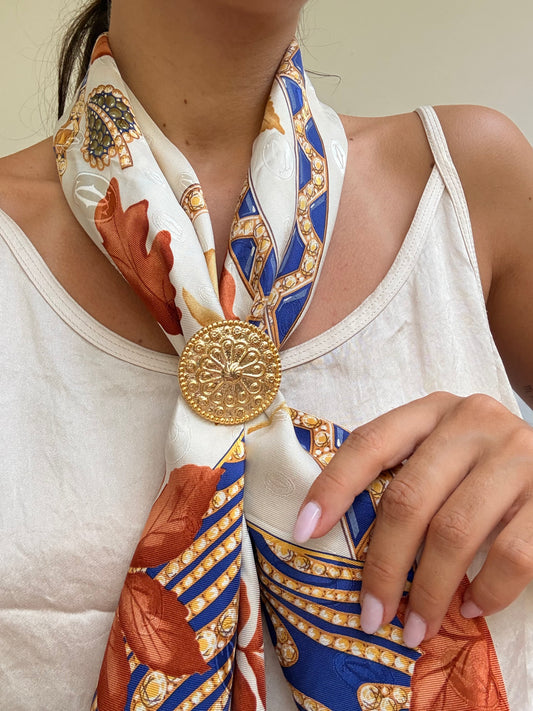 Anneau de foulard vintage - Rosace dorée