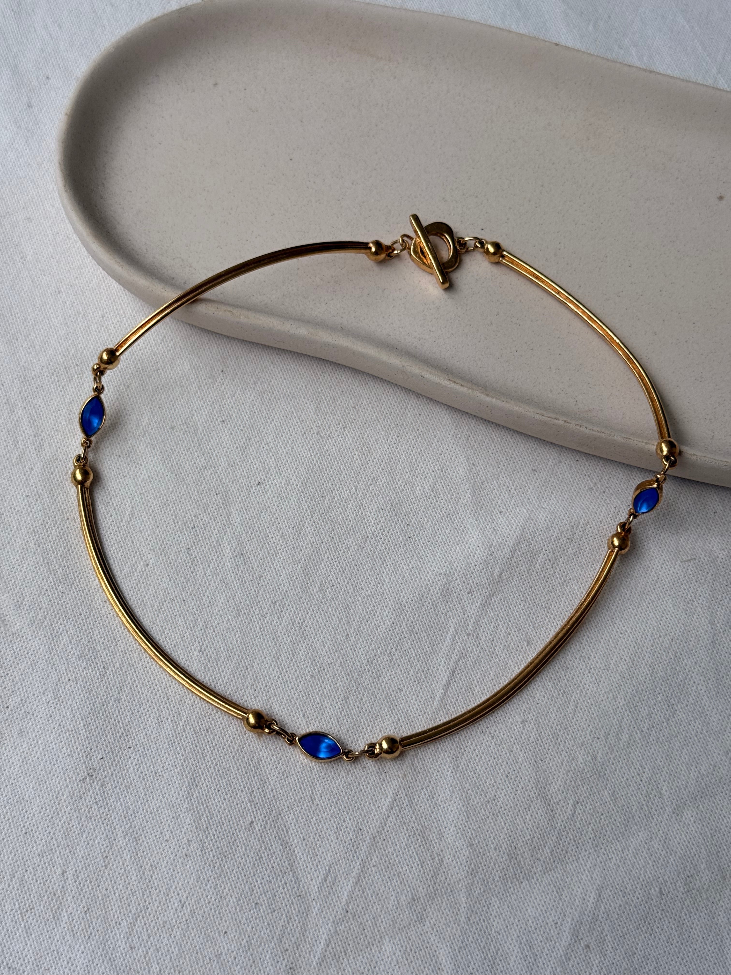 Collier Anica vintage - Articulé avec cabochons bleus