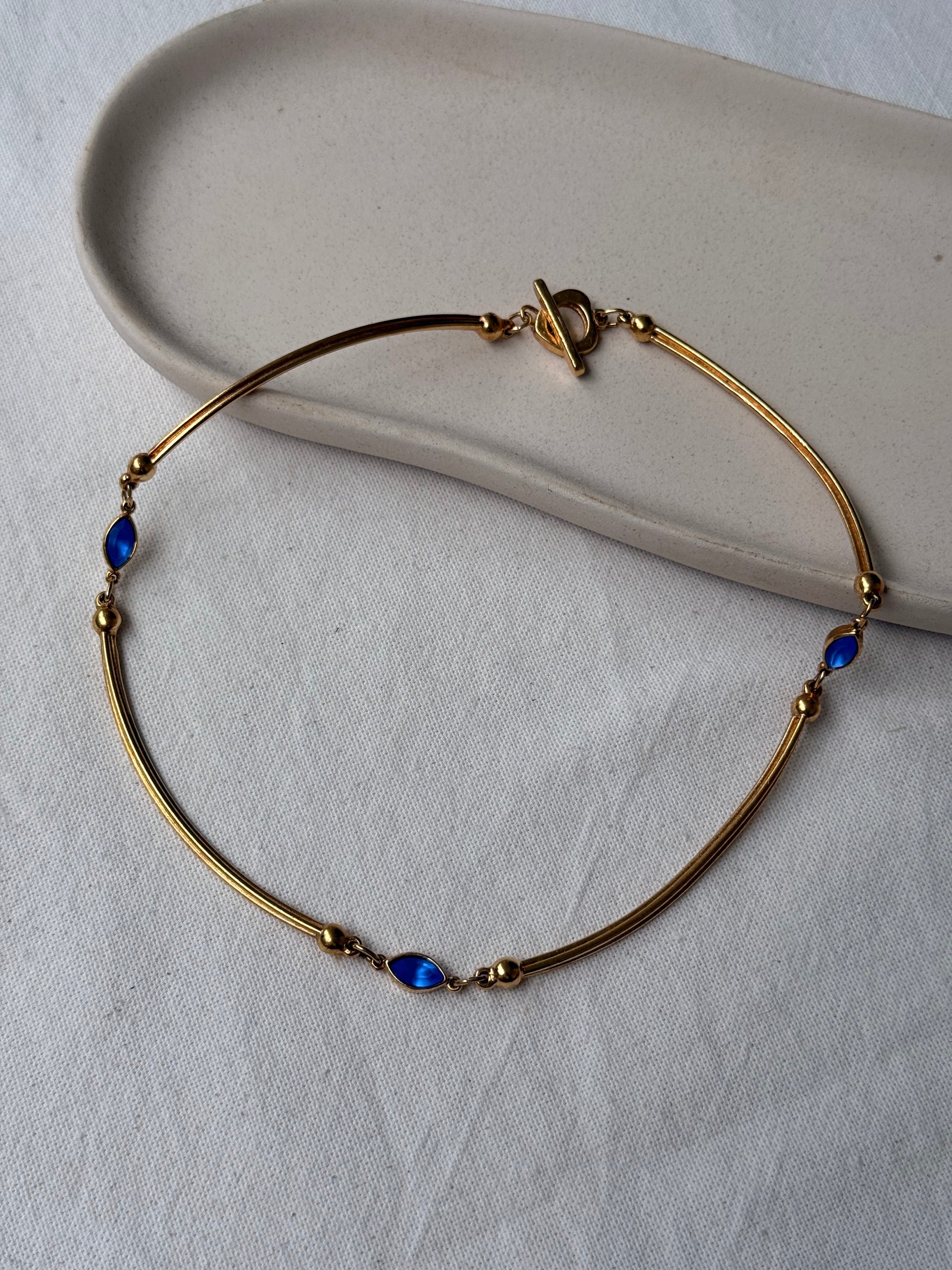 Collier Anica vintage - Articulé avec cabochons bleus