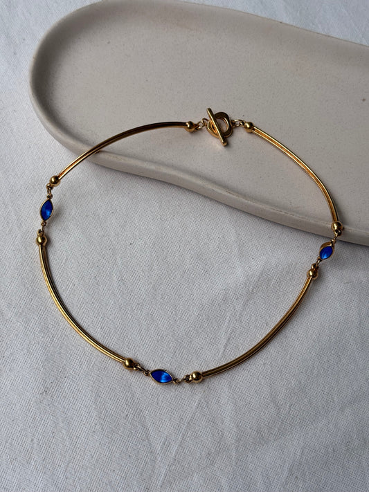 Collier Anica vintage - Articulé avec cabochons bleus