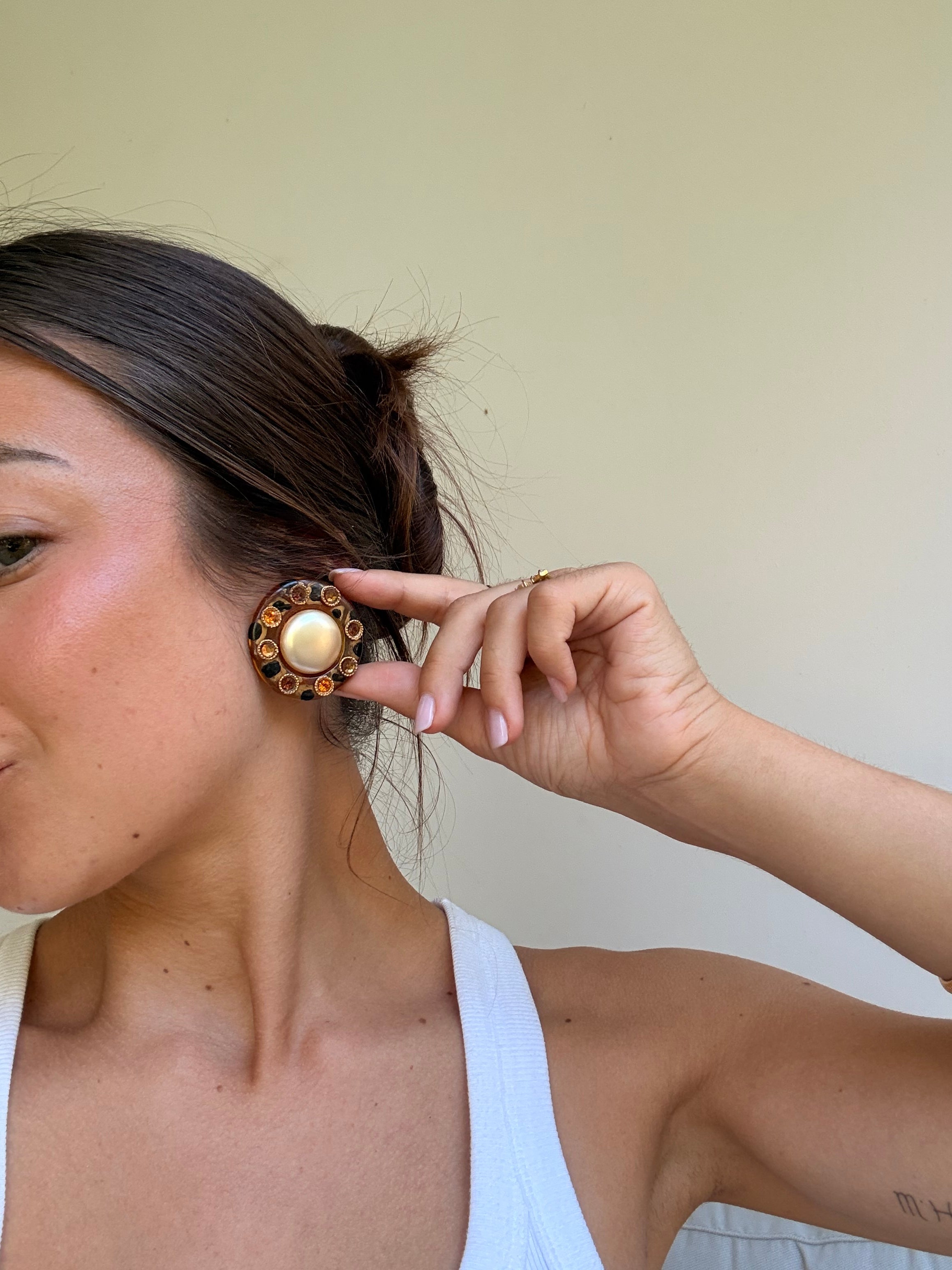 Boucles d’oreilles Jacky de G vintage - Design animalier et perle