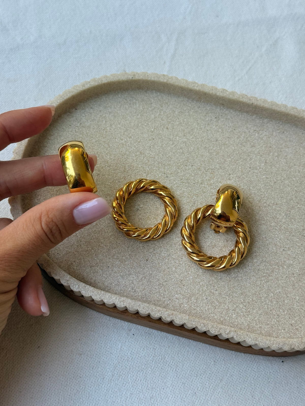 Boucles d’oreilles Céline vintage - Anneaux torsadés dorés amovibles