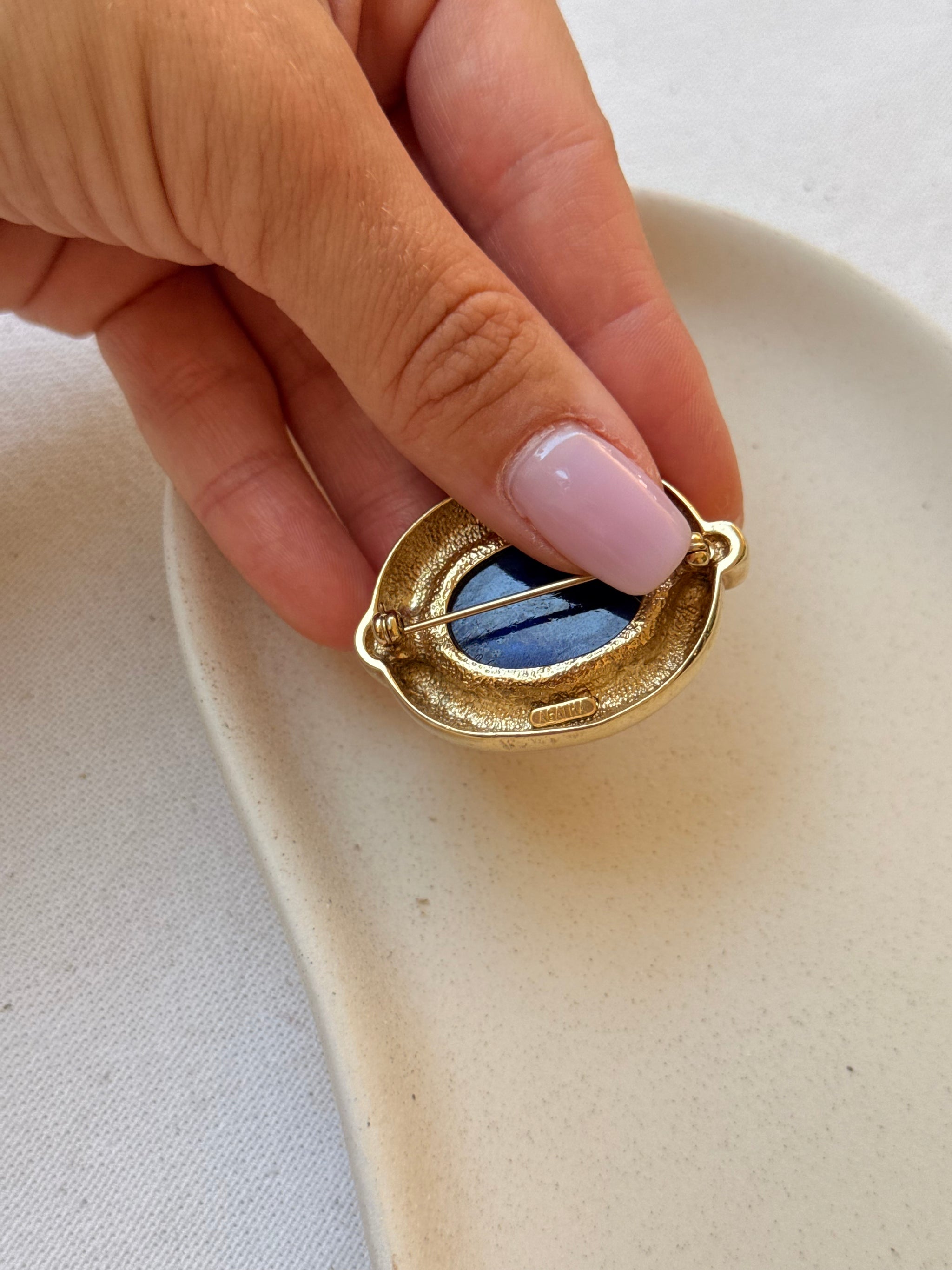 Broche Agatha vintage - Pierre bleue