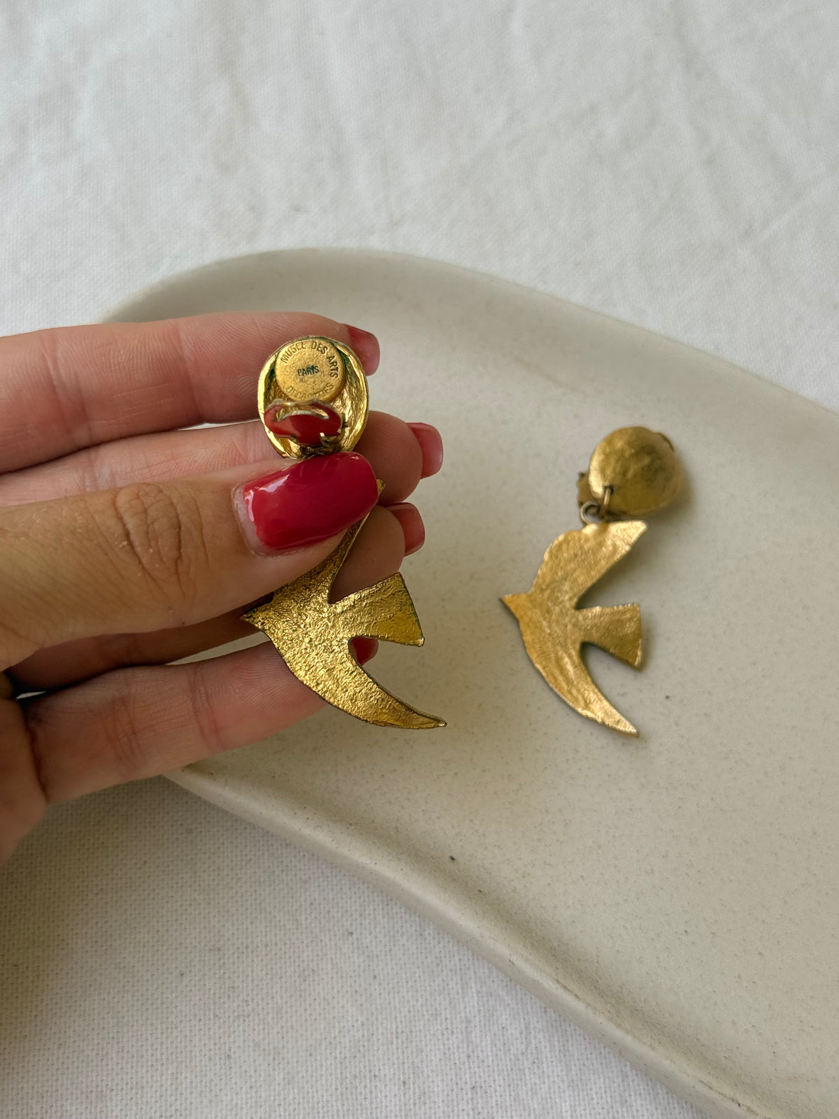 Boucles d’oreilles vintage - Oiseaux dorés