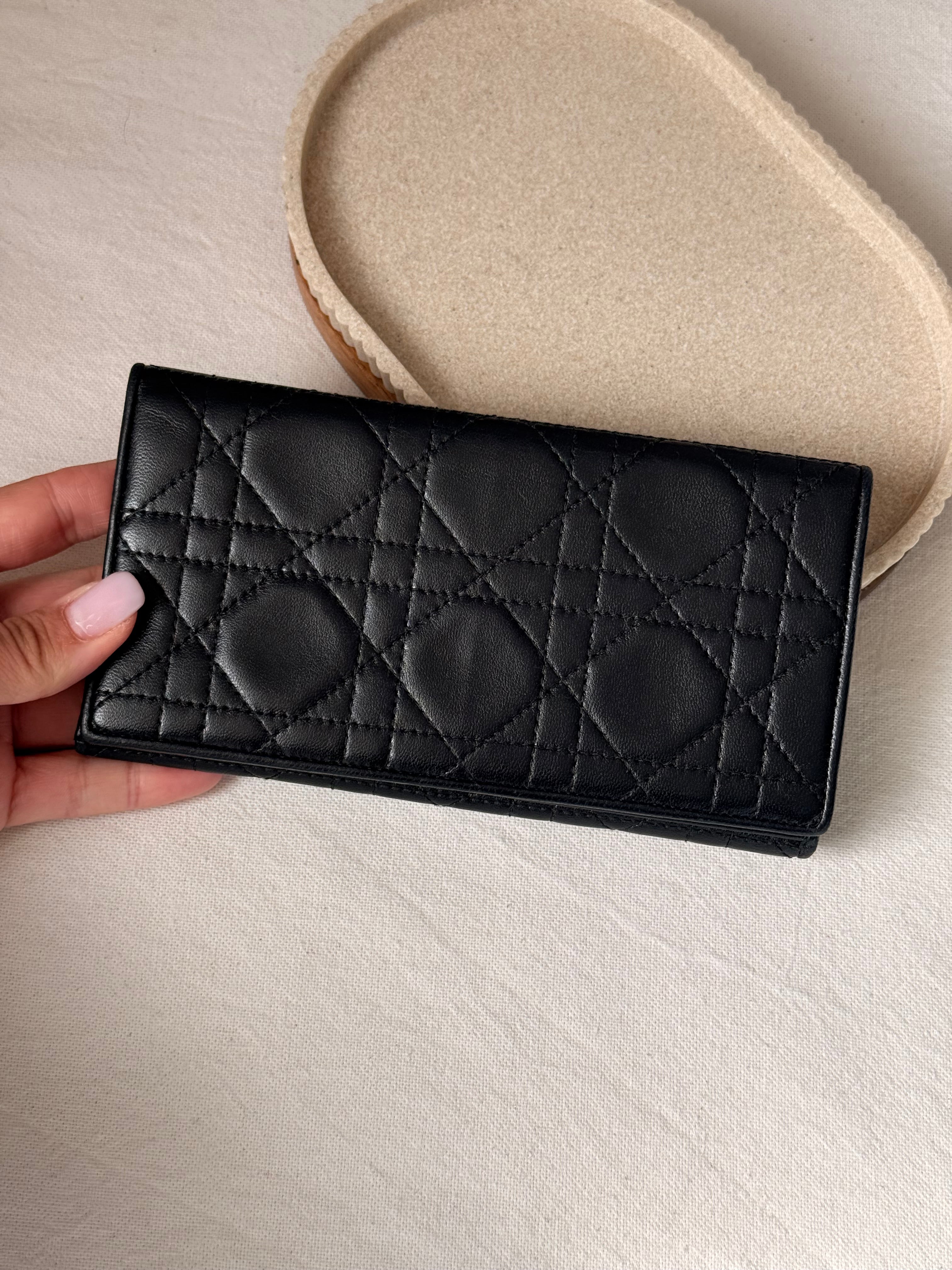 Portefeuille Christian Dior vintage - Cuir Cannage noir