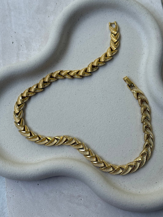 Collier vintage maille épi dorée