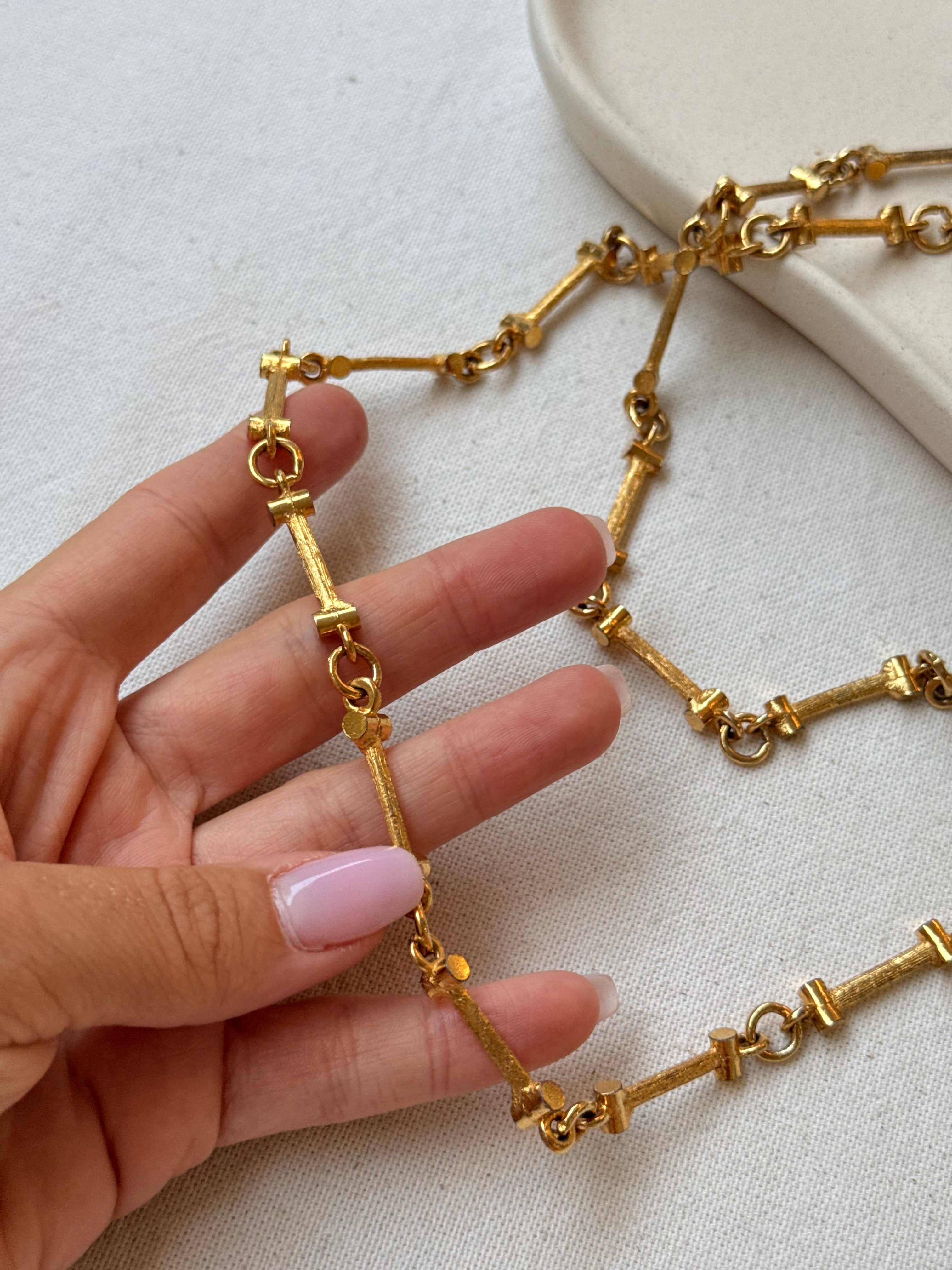 Collier doré vintage - Sautoir maillons graphiques