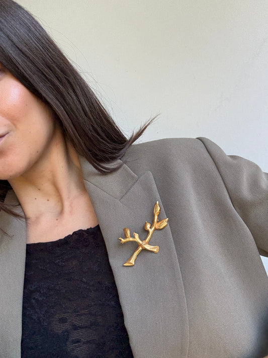 Broche Antigona vintage - Feuilles dorées