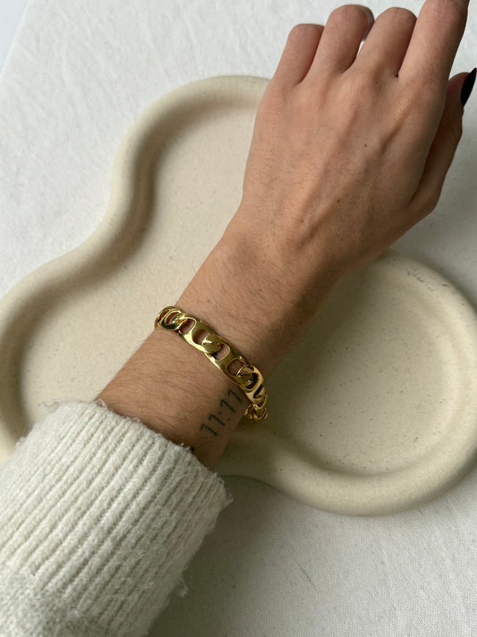 Bracelet vintage - Maillons lisses dorés