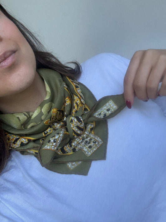 Foulard Cartier – Motif savane kaki