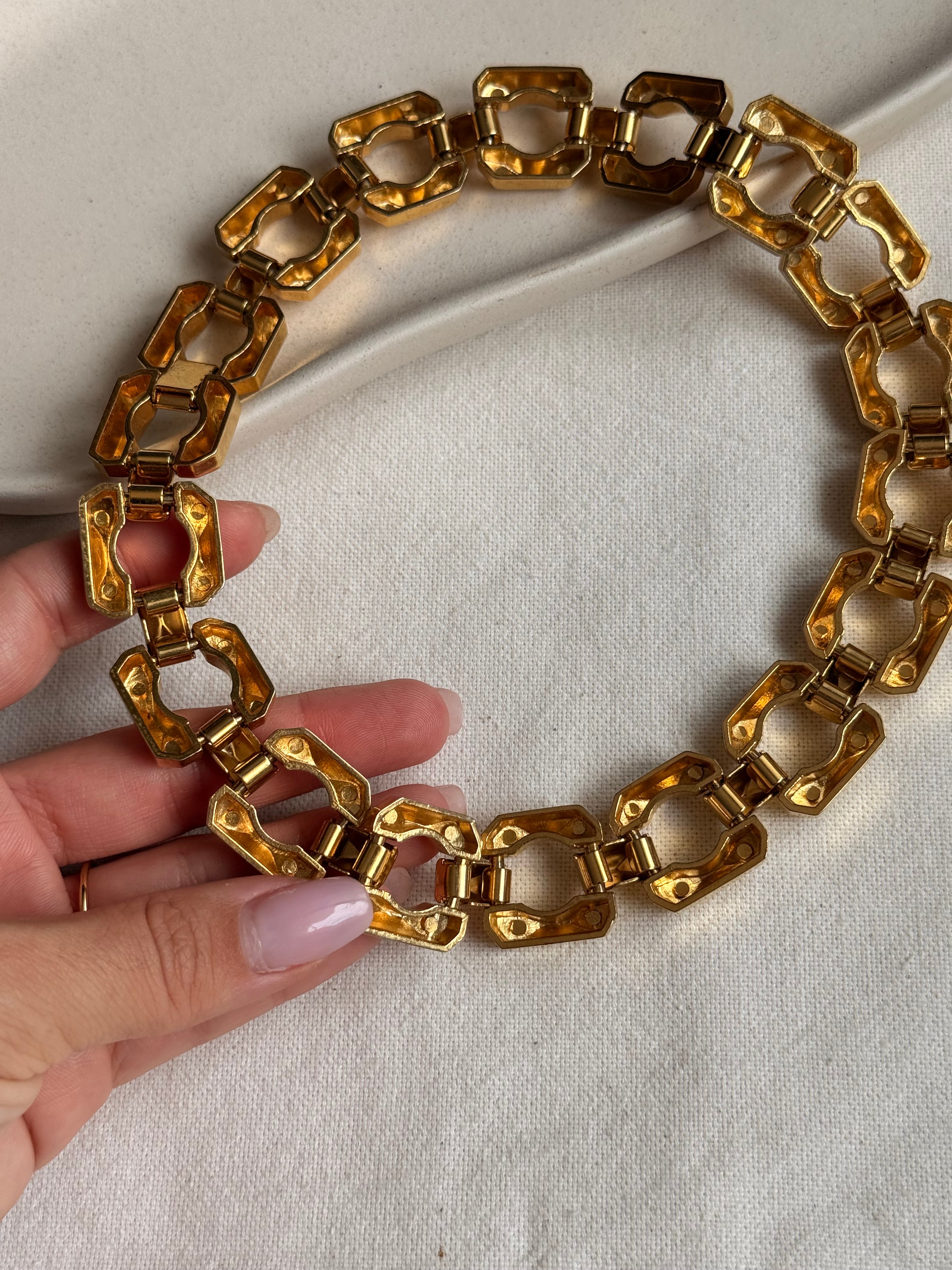Collier doré vintage - Maillons facettés
