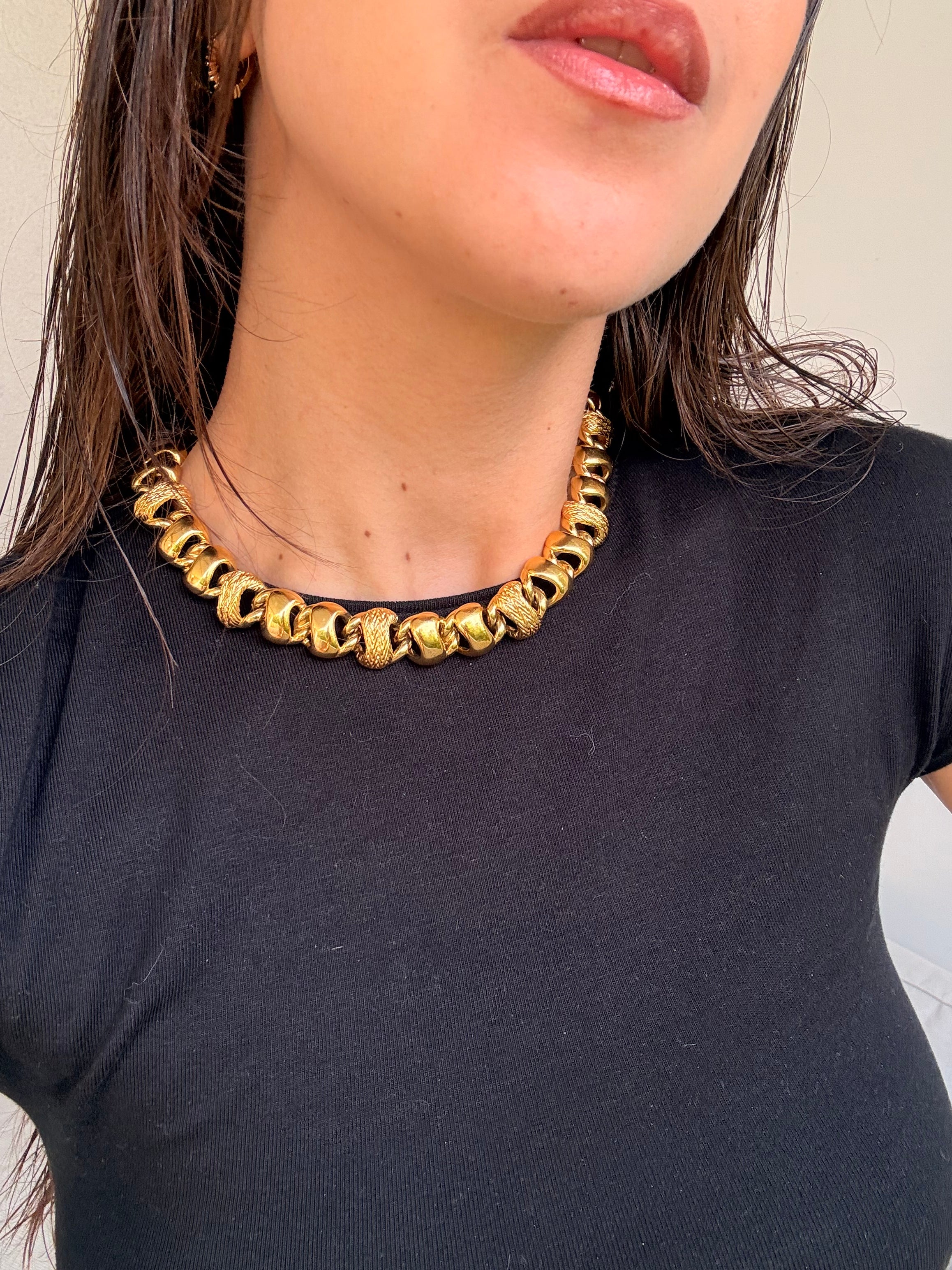 Collier Monet vintage - Maille torsadée dorée