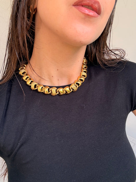Collier Monet vintage - Maille torsadée dorée