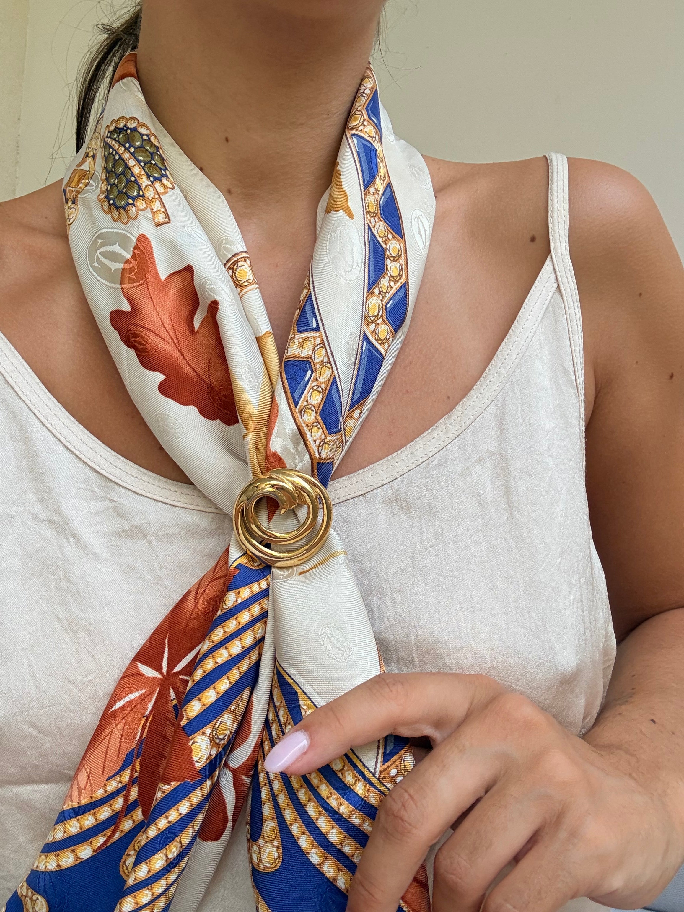 Anneau de foulard vintage - Anneau stylisé doré