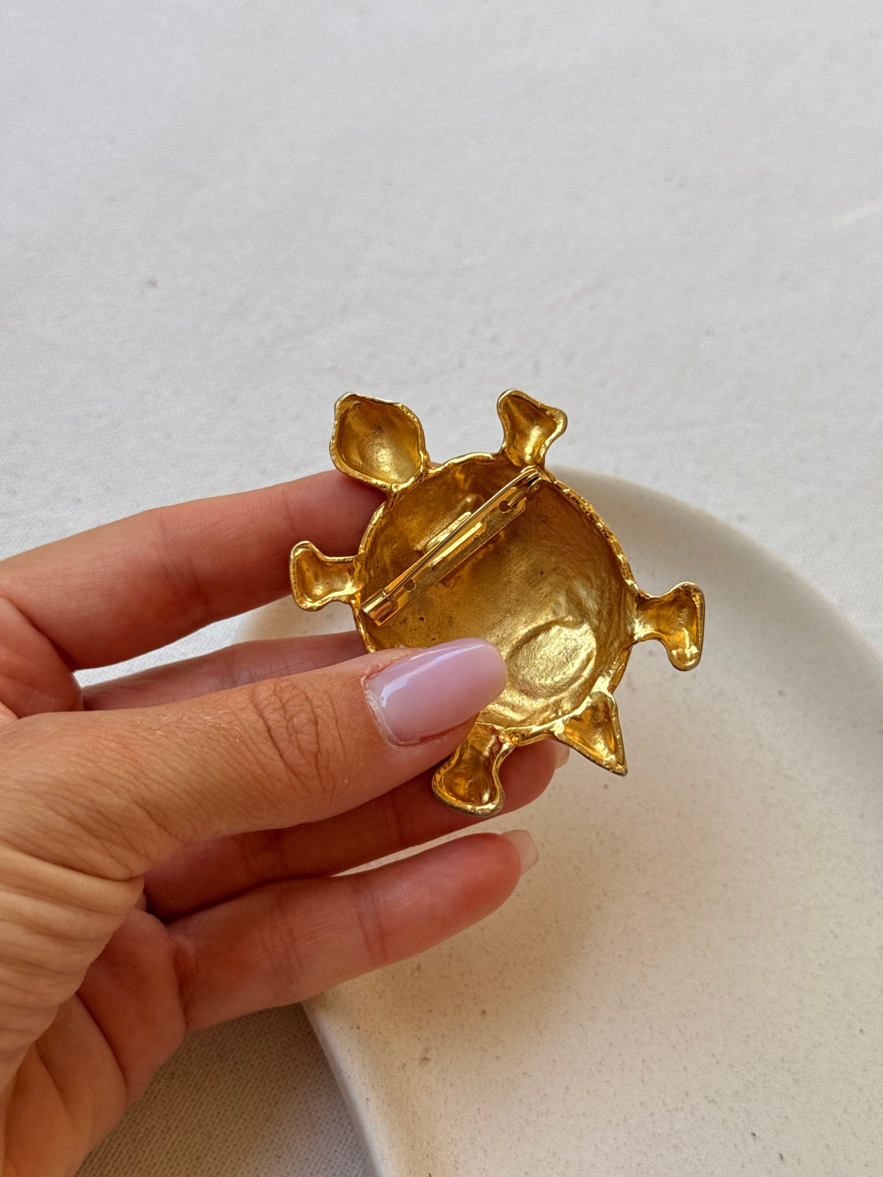 Broche vintage - Tortue dorée