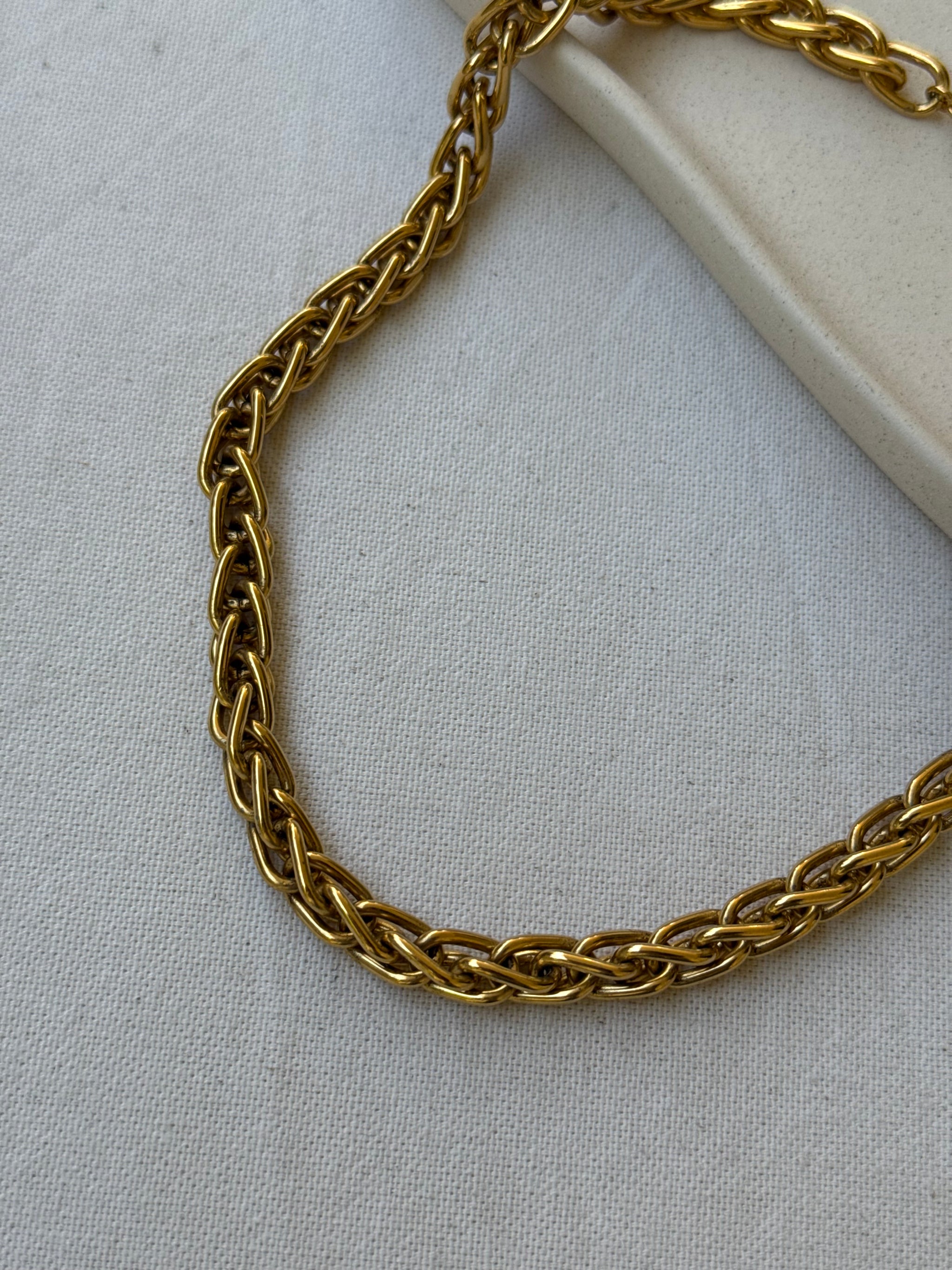 Collier Monet vintage - Maille torsadée dorée