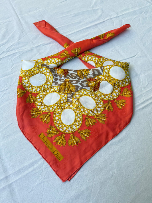 Foulard Christian Dior – Modèle léopard et abeilles