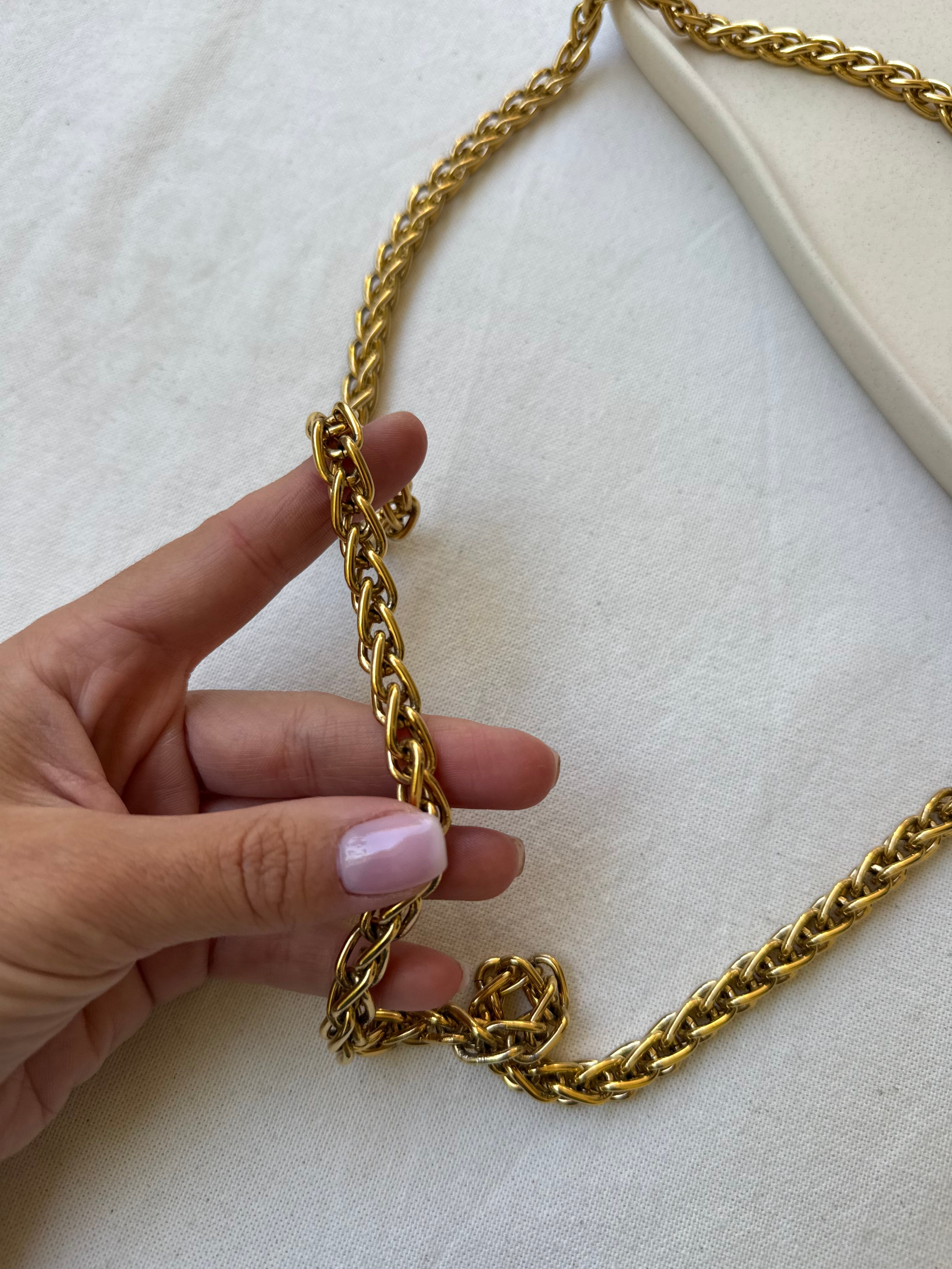 Sautoir Monet vintage - Maille torsadée dorée