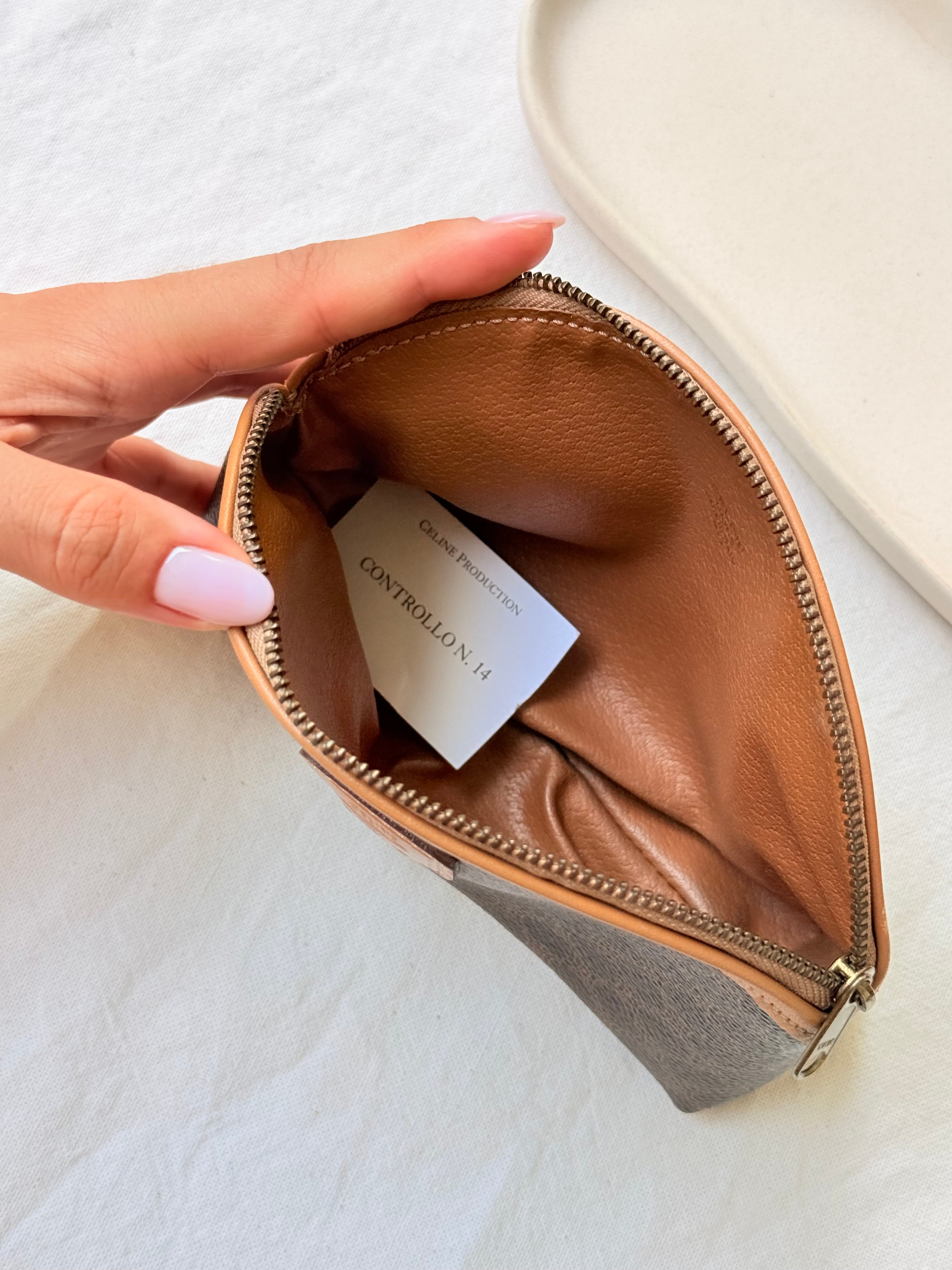 Trousse Céline vintage - Toile triomphe et cuir