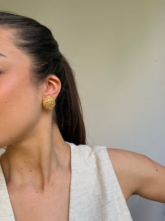 Boucles d’oreilles Carven vintage - Brutalistes dorées