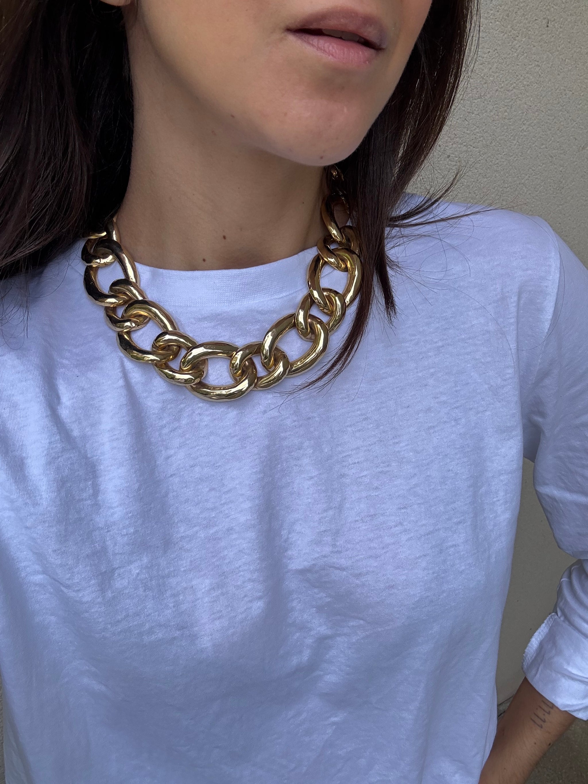 Collier doré vintage - Grosse maille dorée