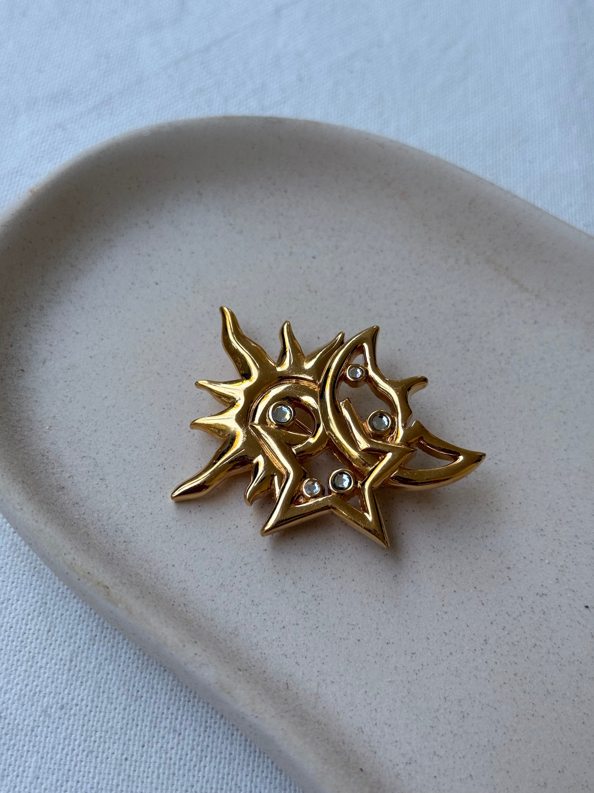 Broche Gontié vintage - Symboles célestes