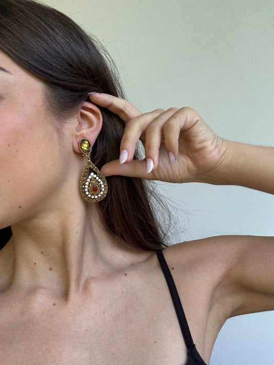 Boucles d’oreilles Poggi vintage - Pendantes à strass