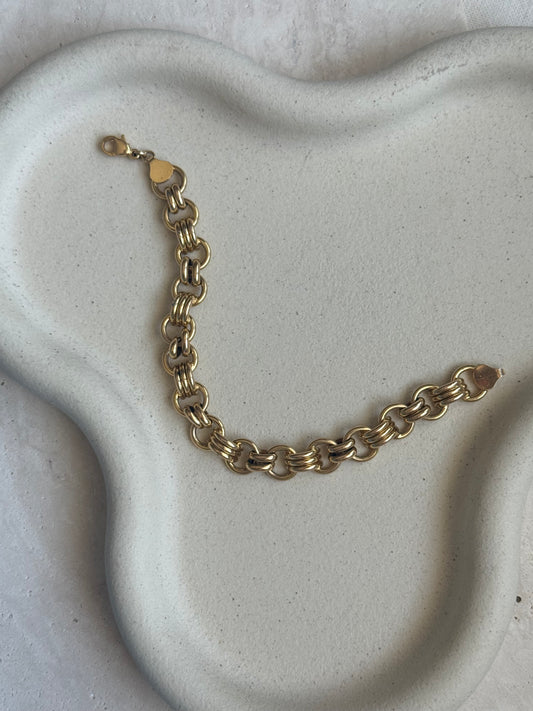 Bracelet vintage - Maille dorée et anneaux multiples