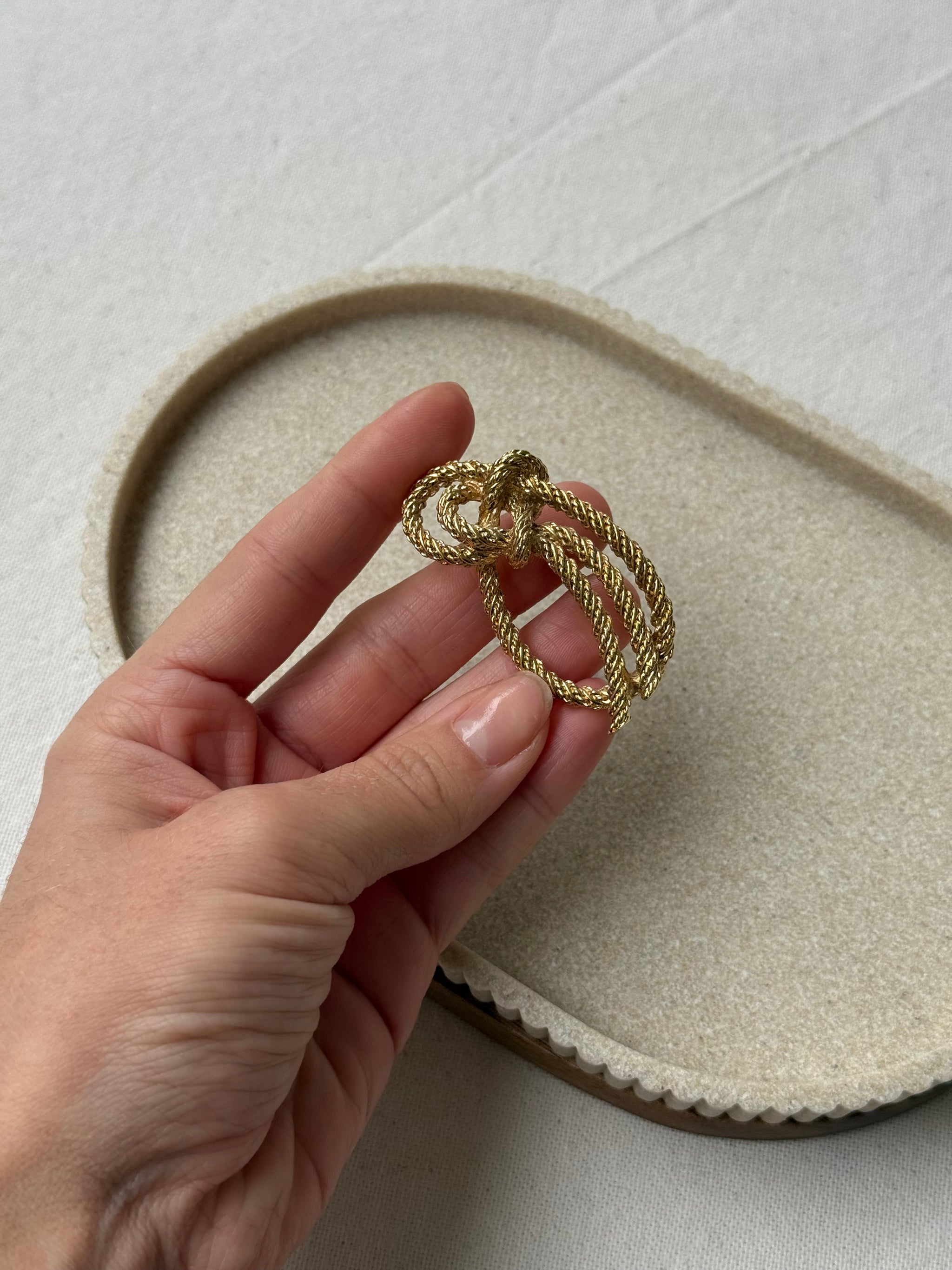 Broche Christian Dior vintage - Noeud doré cordage