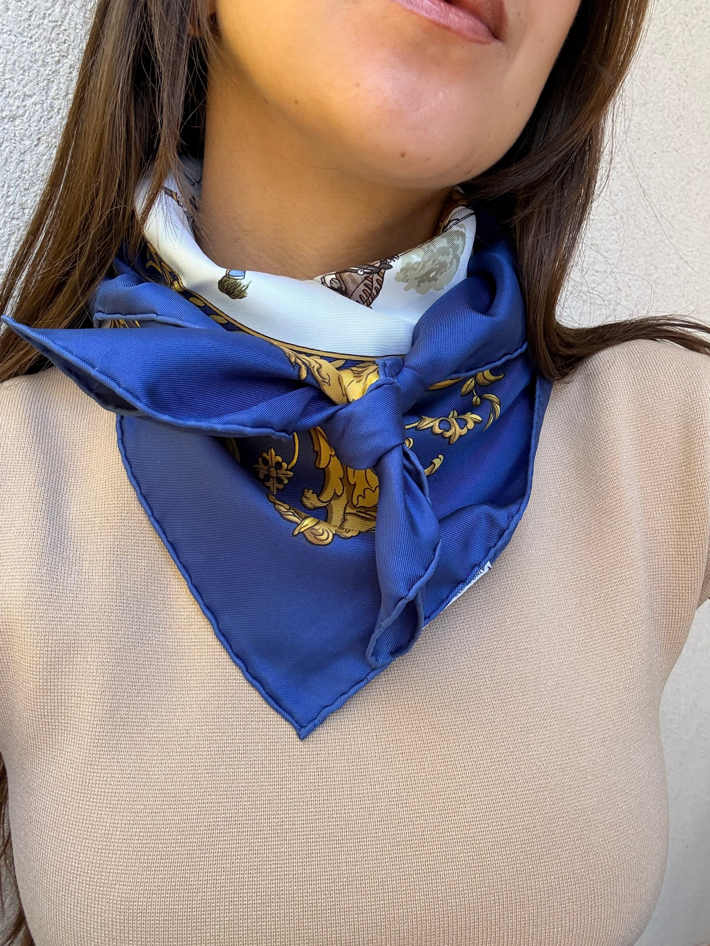Foulard Hermès – Modèle Promenade de Longchamps bleu