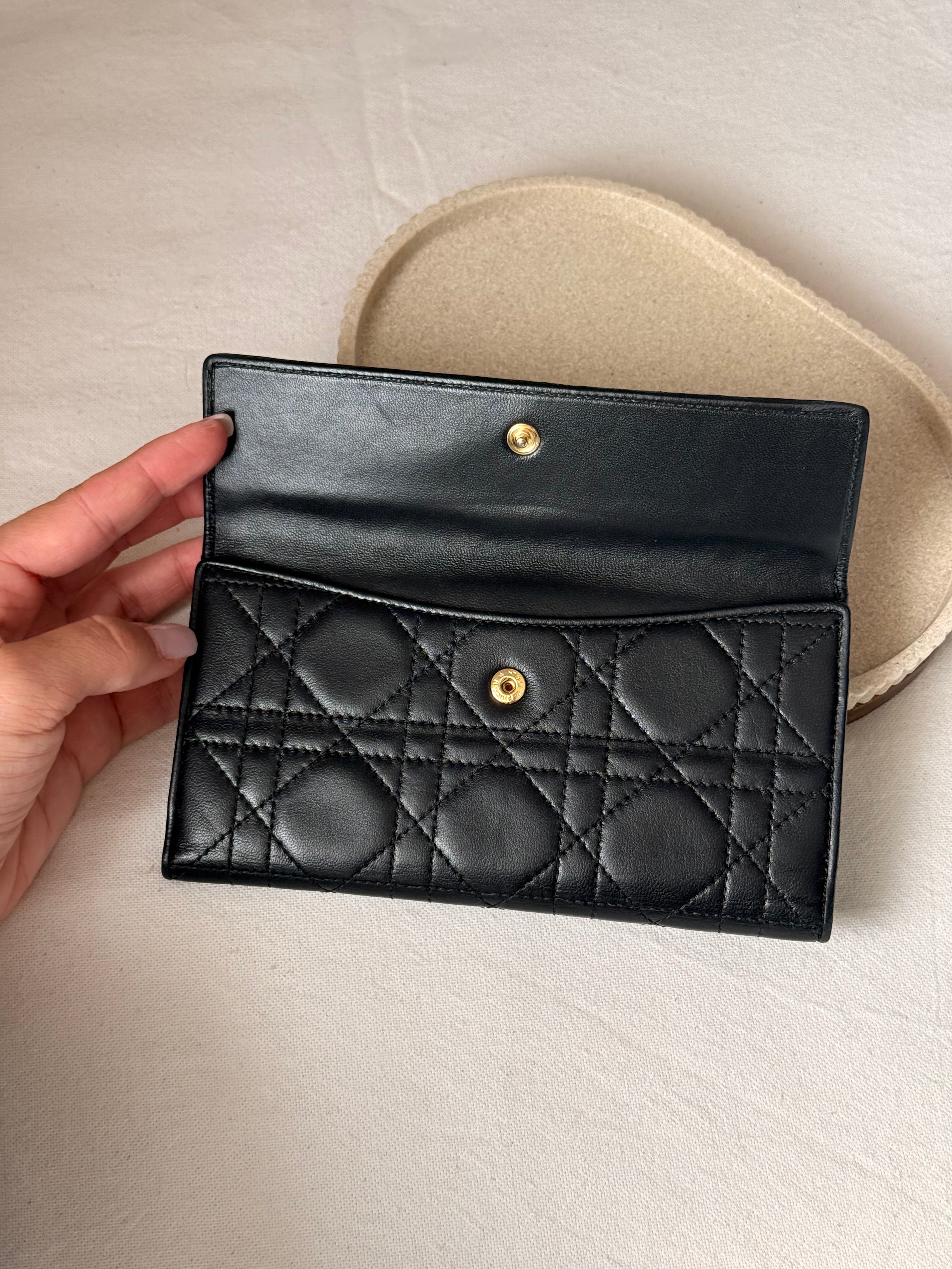 Portefeuille Christian Dior vintage - Cuir Cannage noir