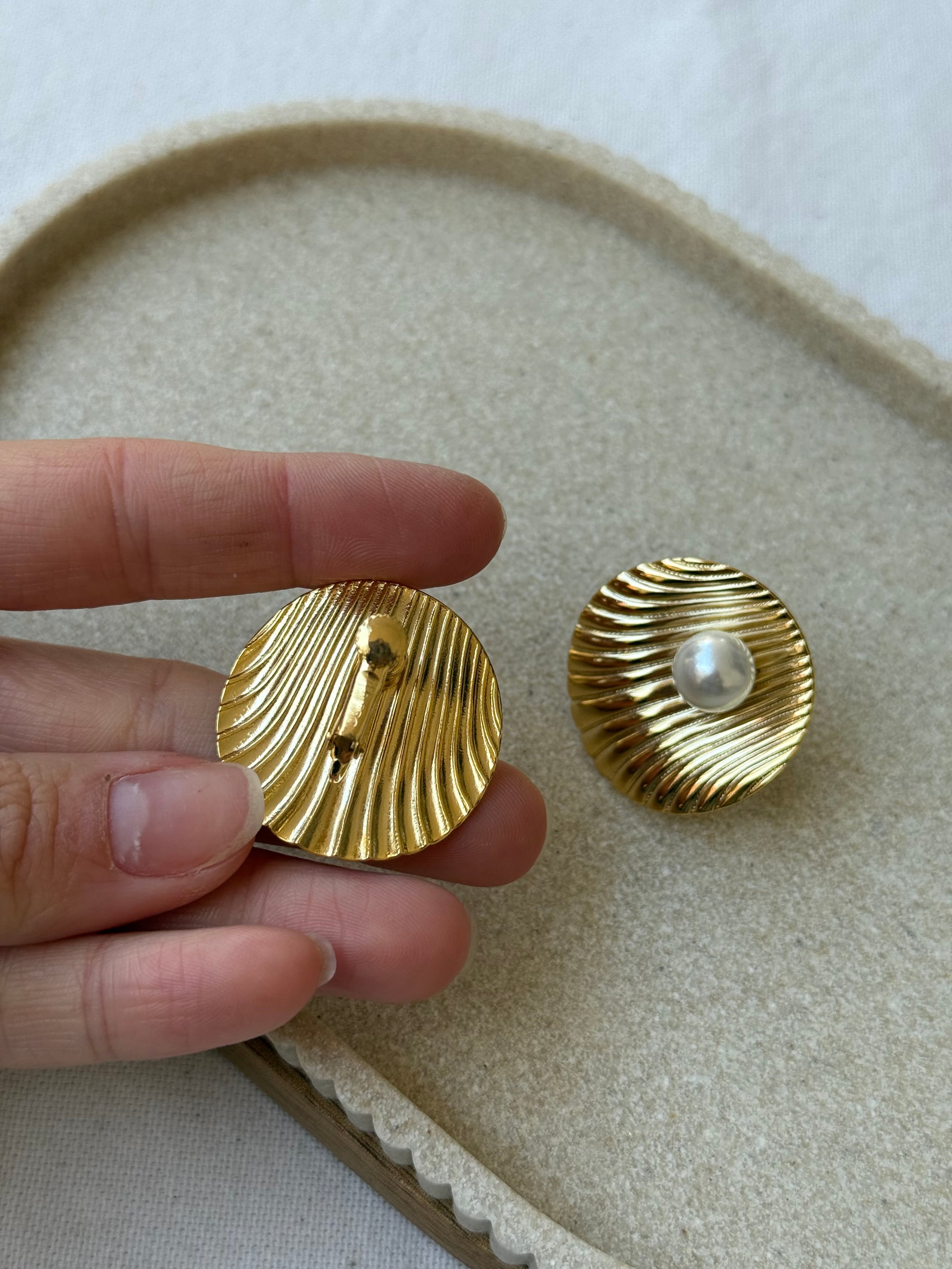 Vintage Napier Earrings - Shell and Pearl