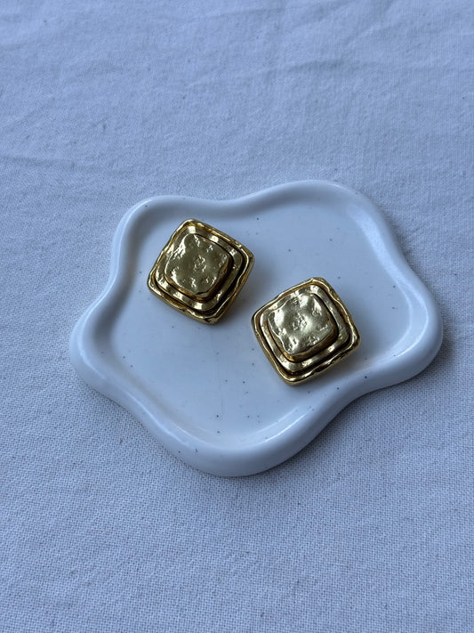 Boucles d’oreilles vintage - Carrées volumineuses