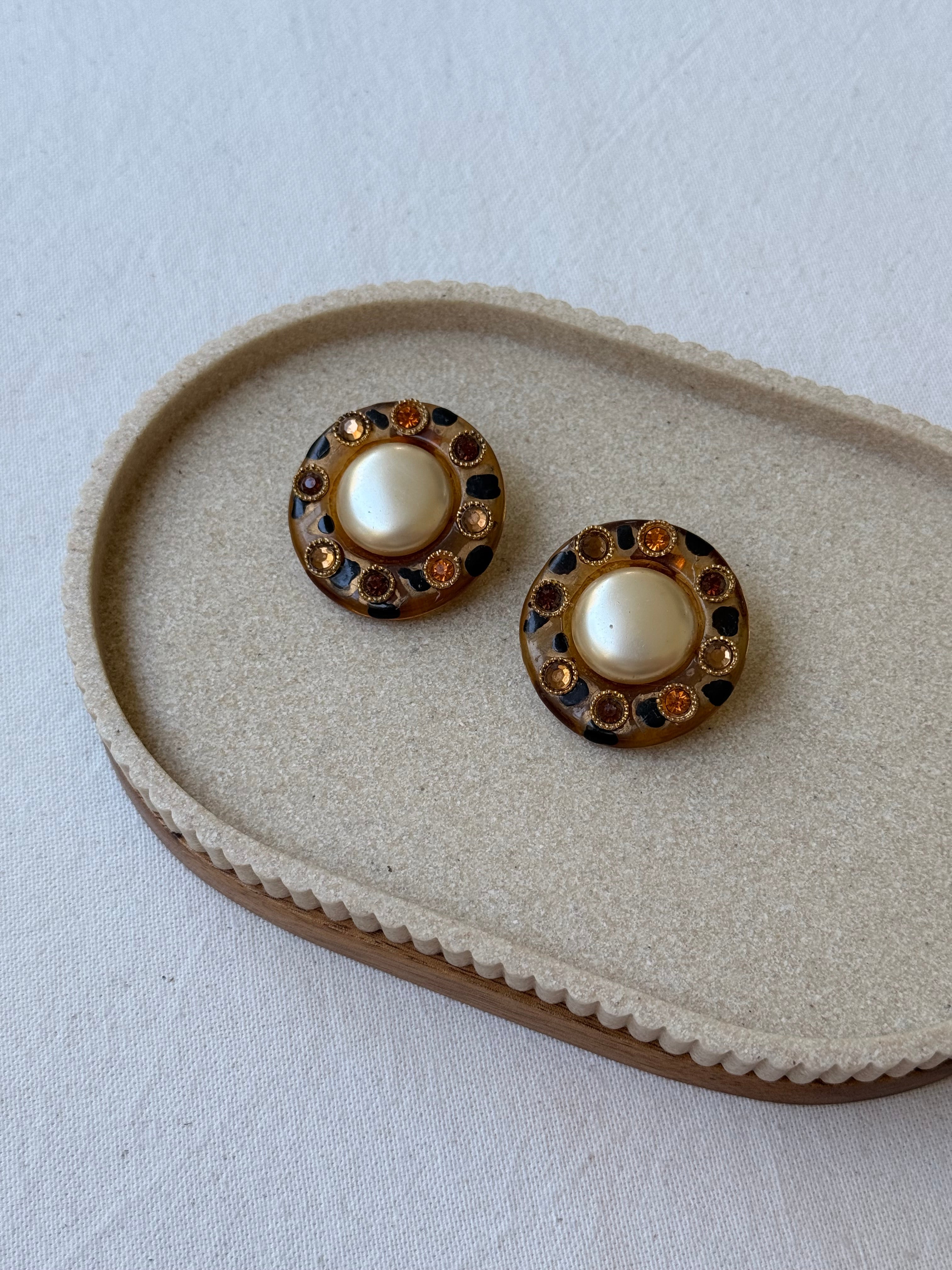 Boucles d’oreilles Jacky de G vintage - Design animalier et perle