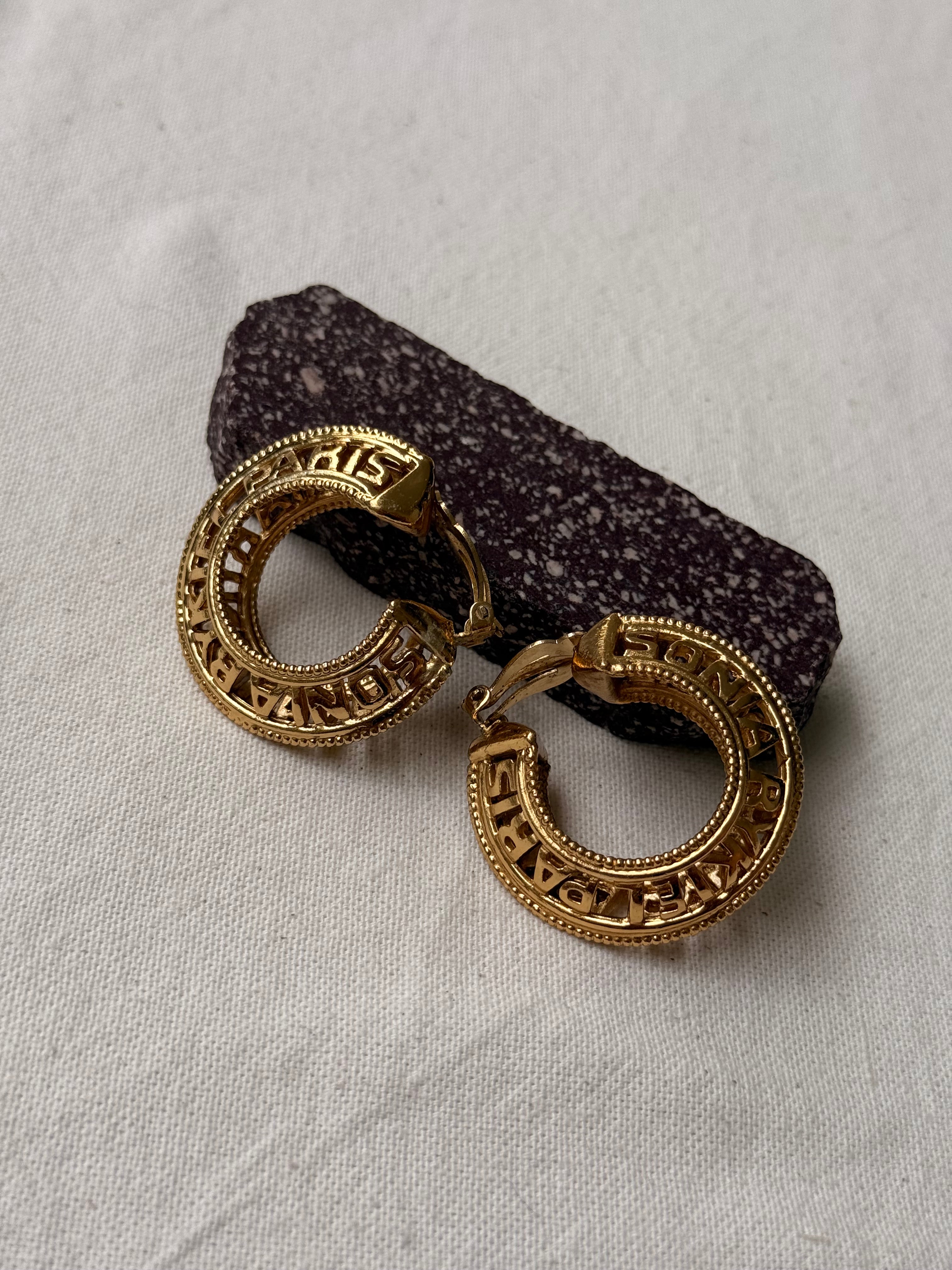 Boucles d’oreilles Sonia Rykiel vintage - Créoles ajourées