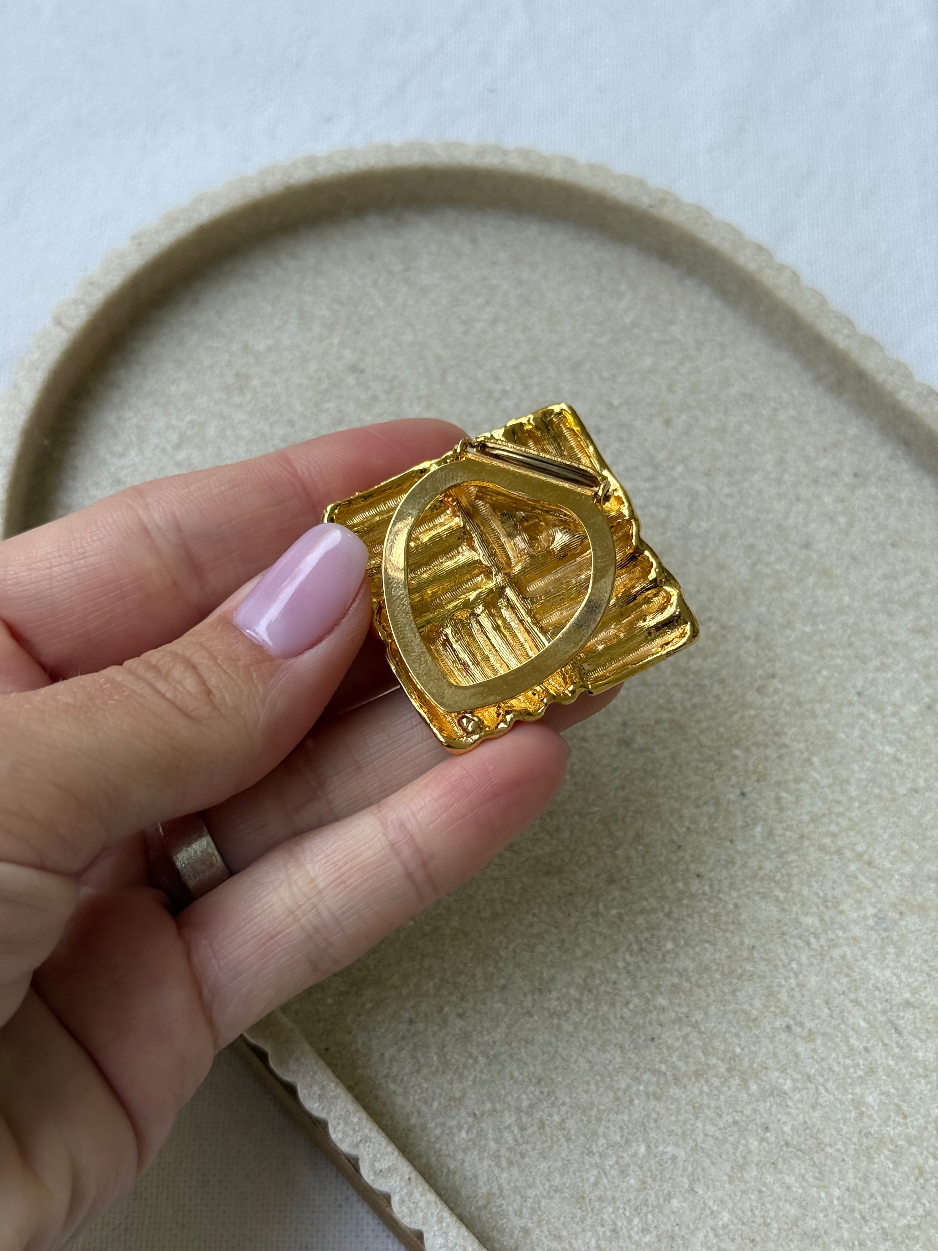 Anneau de foulard vintage - Relief texturé doré