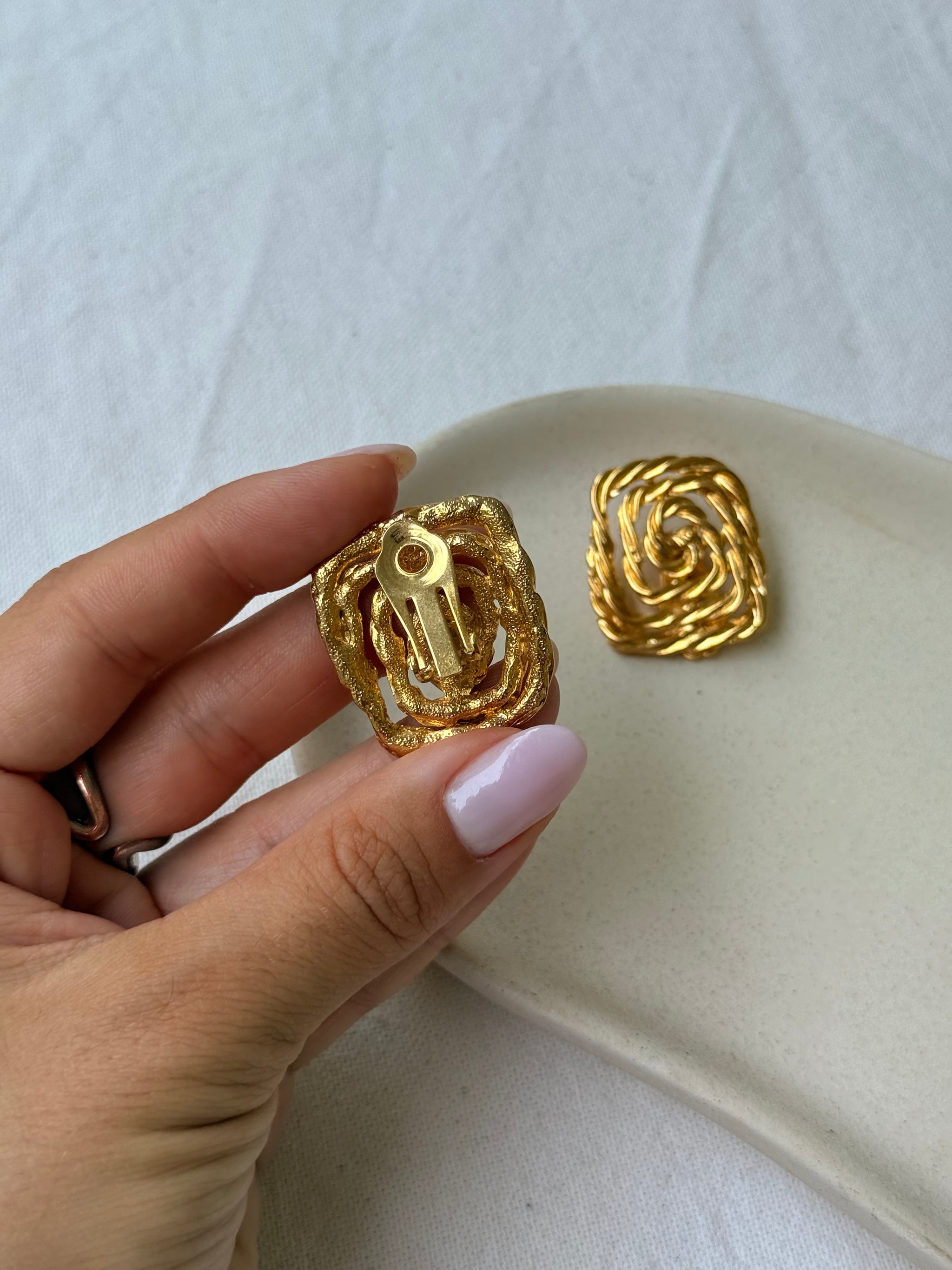 Boucles d’oreilles vintage - Spirales entrelacées