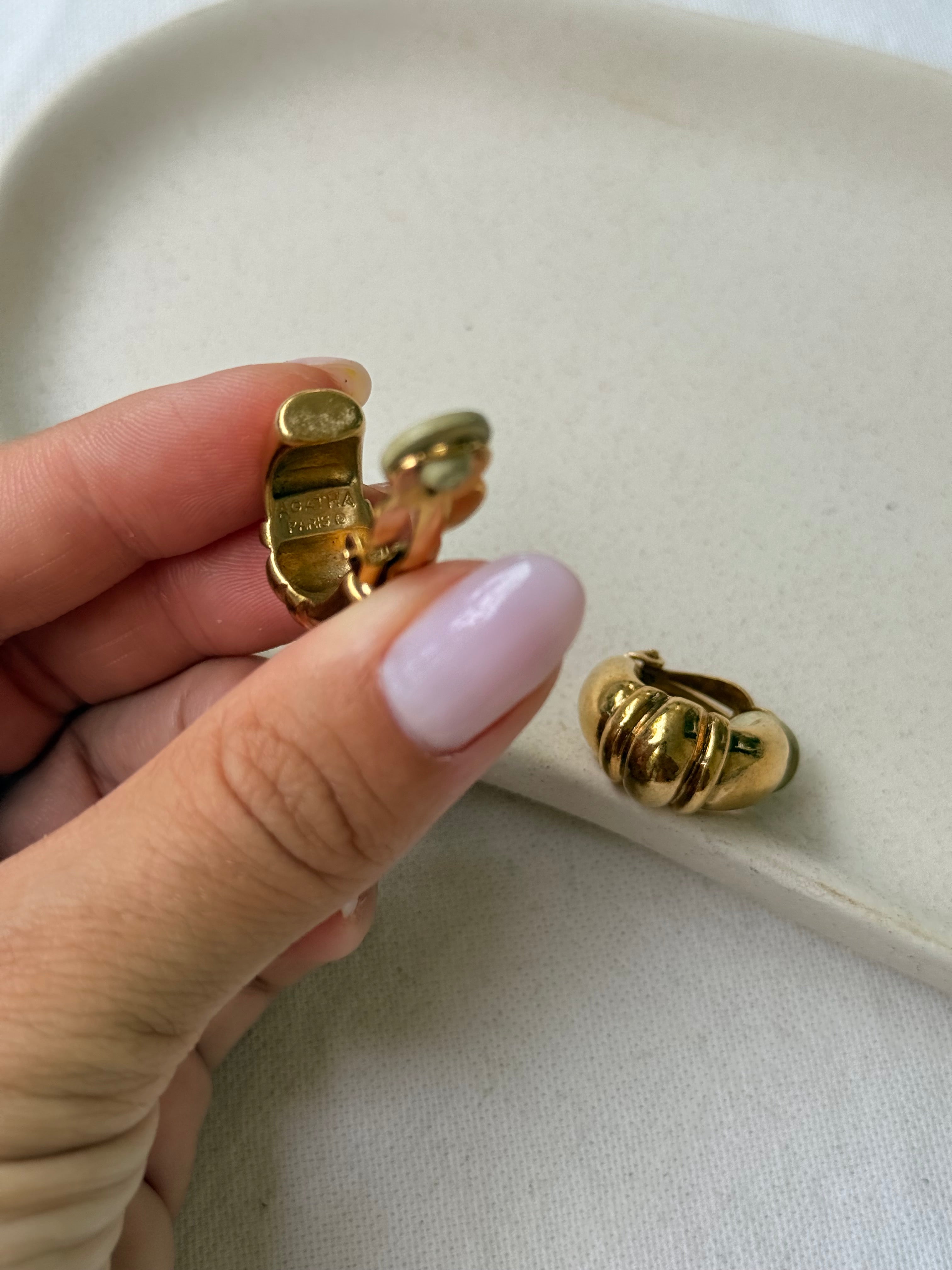 Boucles d’oreilles Agatha vintage - Créoles dorées