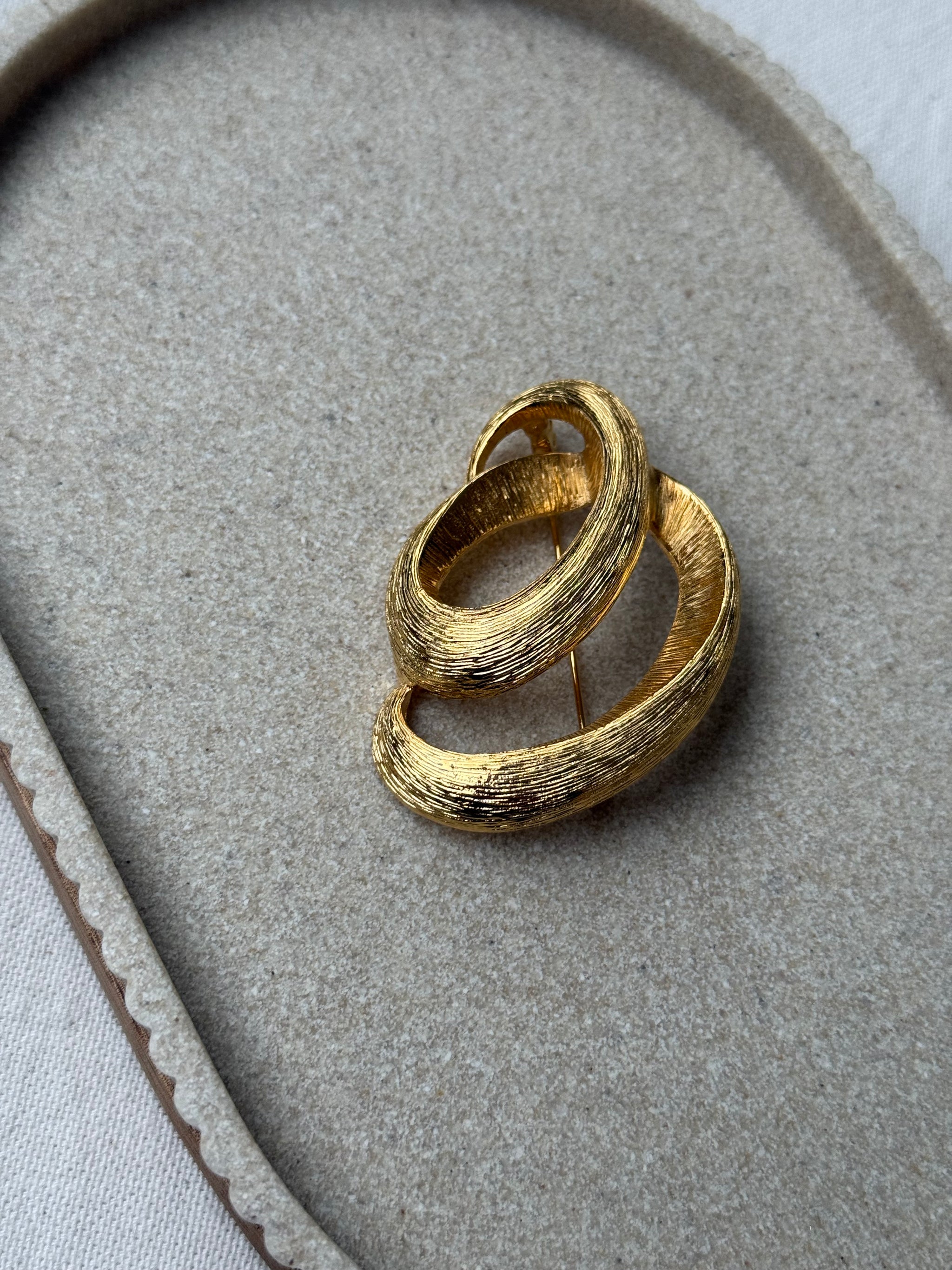 Broche vintage - Spirale brossée