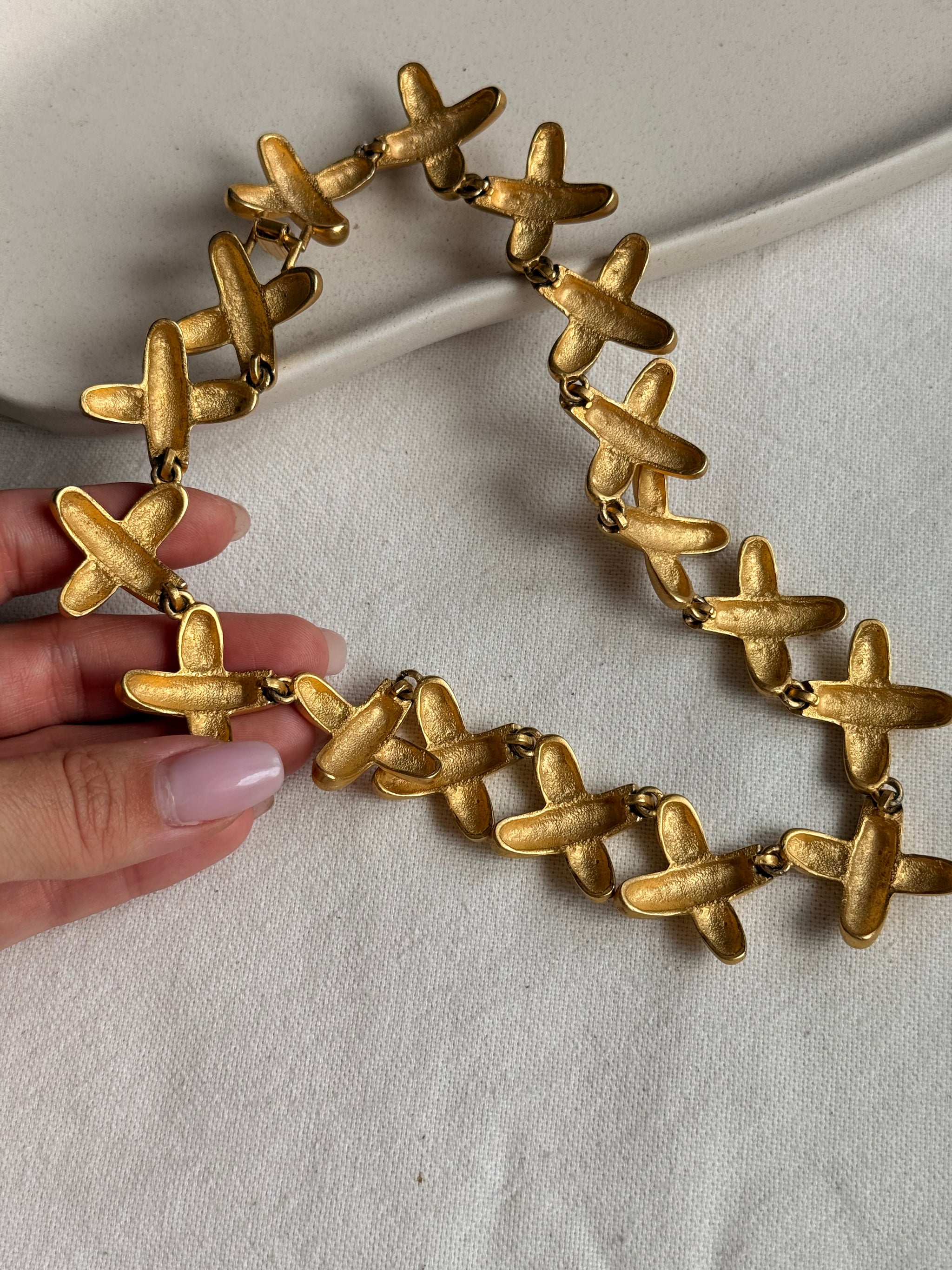Collier doré vintage - Maille croix