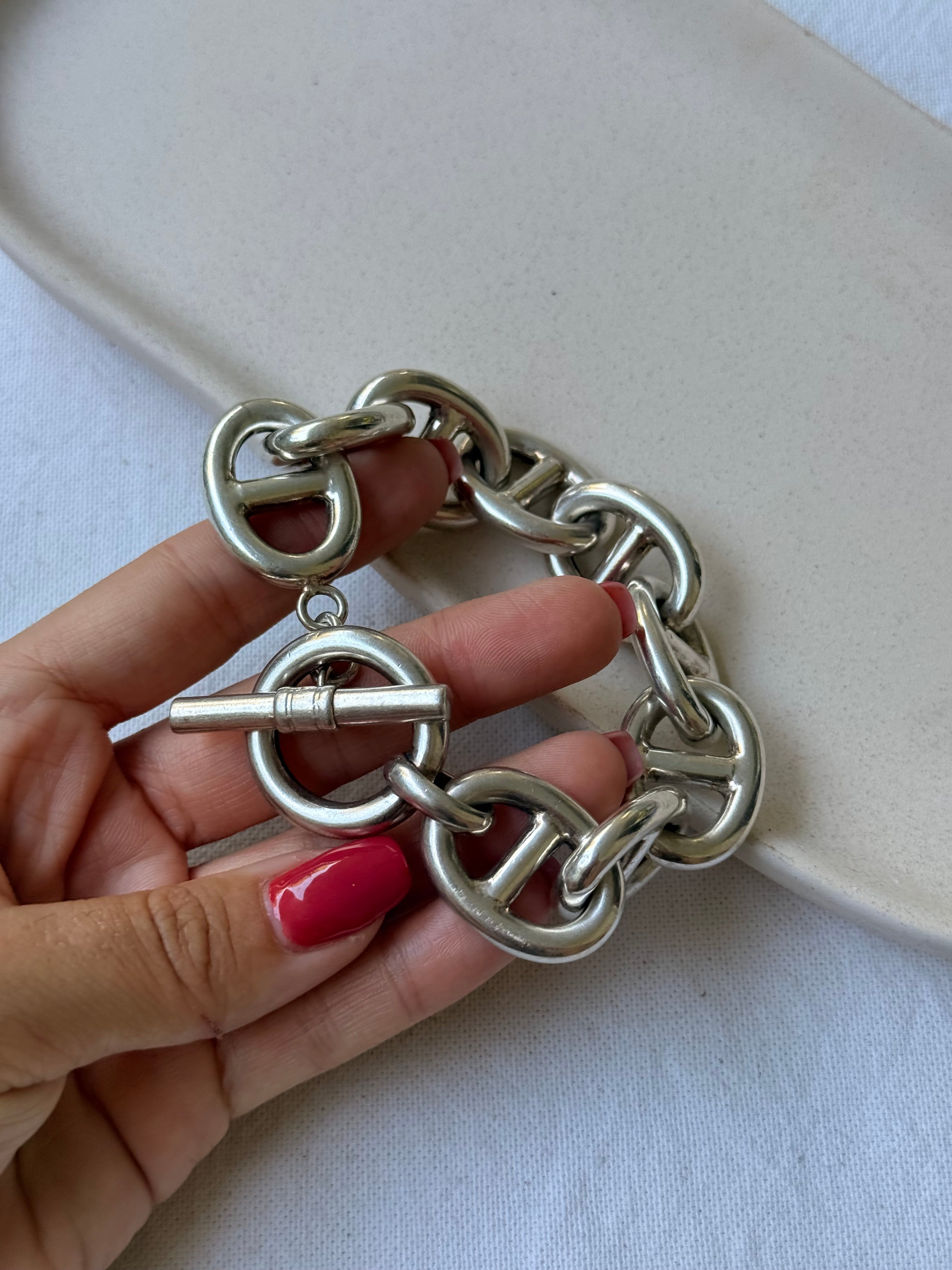 Bracelet vintage en argent 925 - maille chaîne d'ancre