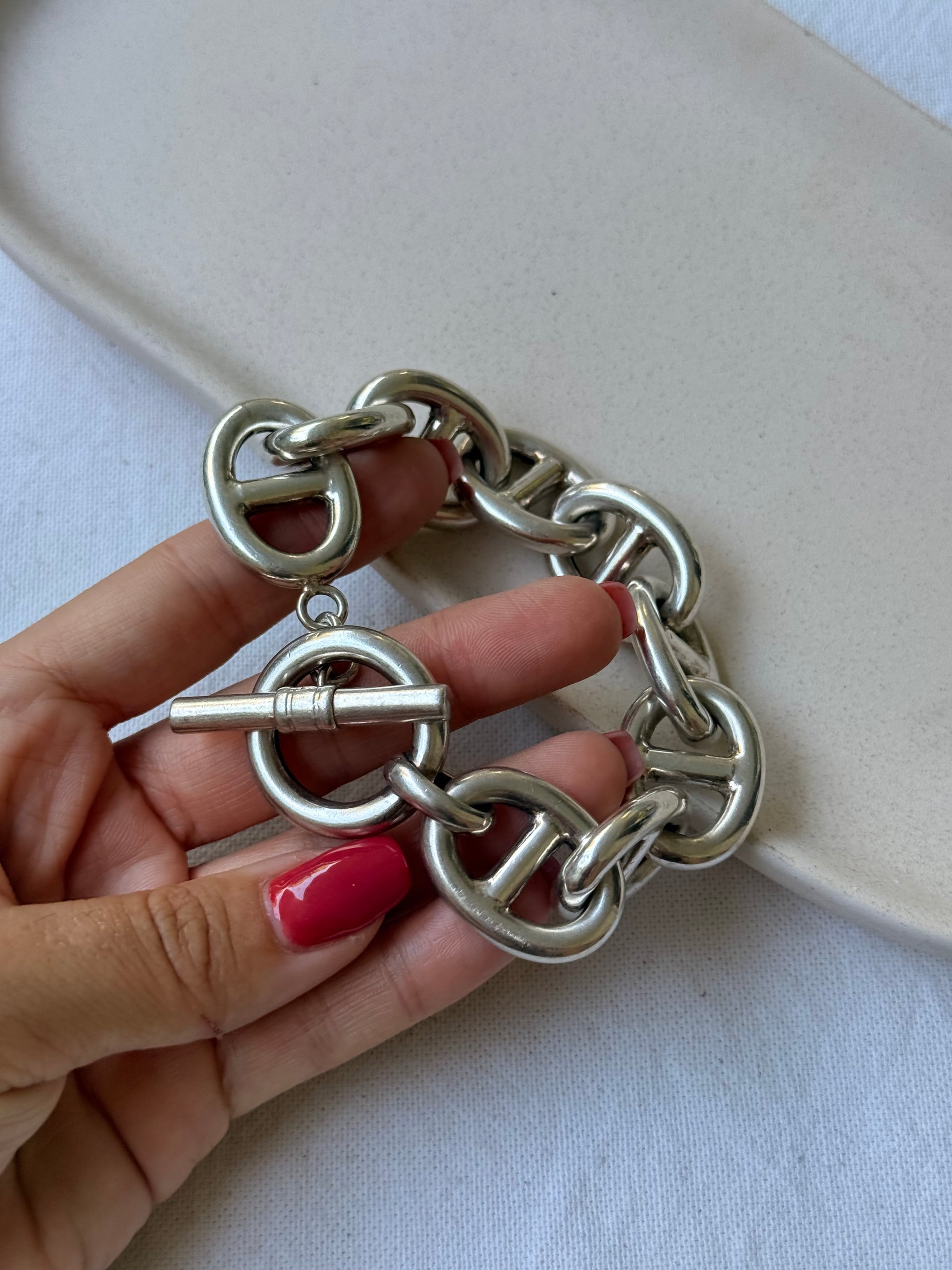 Bracelet vintage en argent 925 - maille chaîne d'ancre
