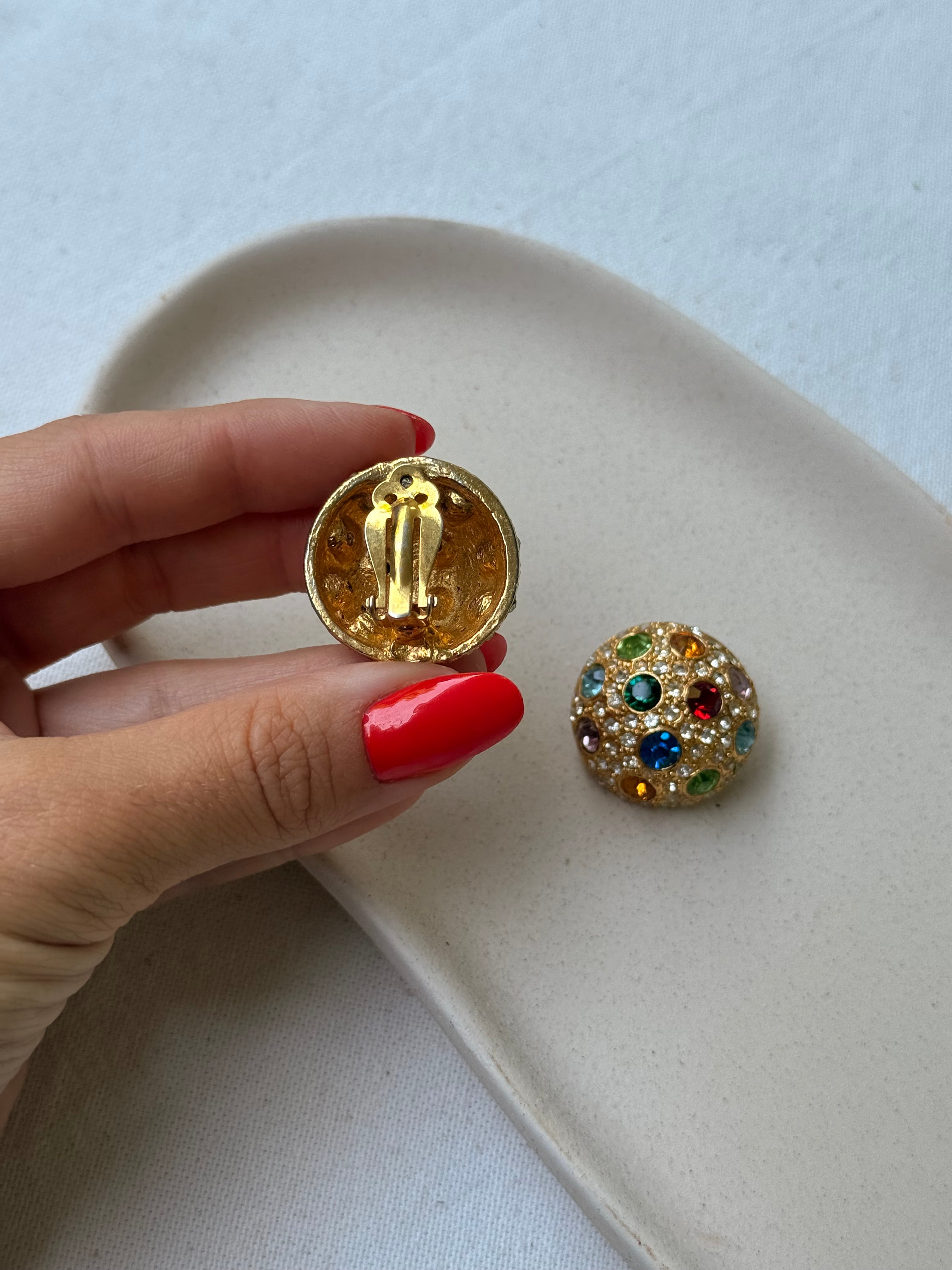 Boucles d’oreilles vintage - Cabochons multicolores