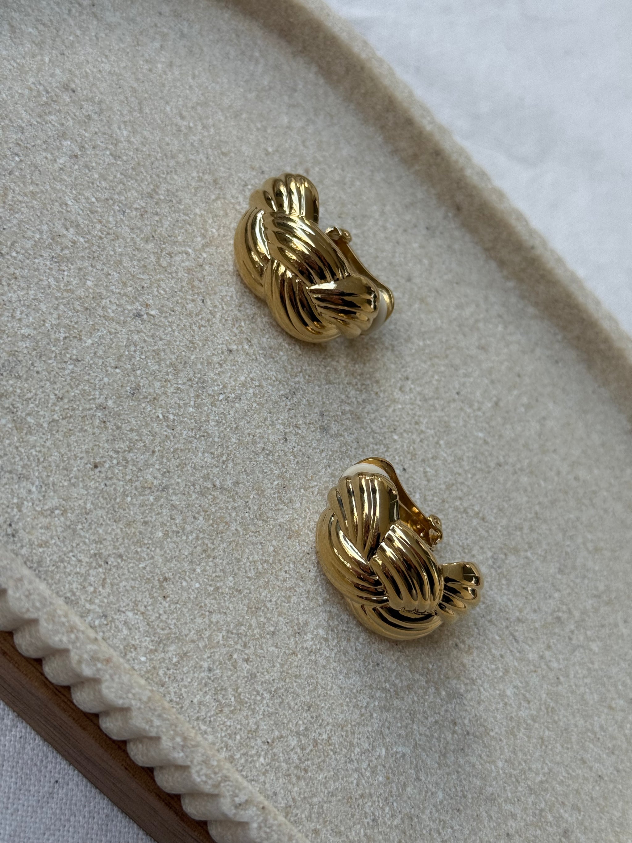 Boucles d’oreilles vintage - Créoles tressées dorées
