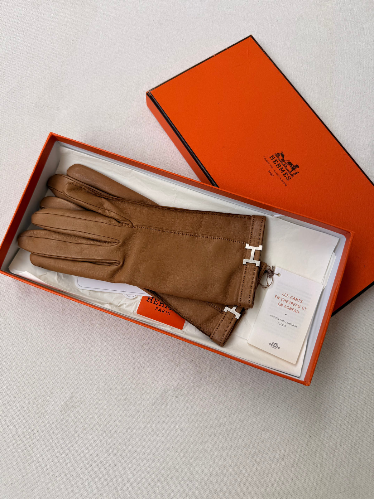 Gants Hermès vintage - Boucle H et cuir camel