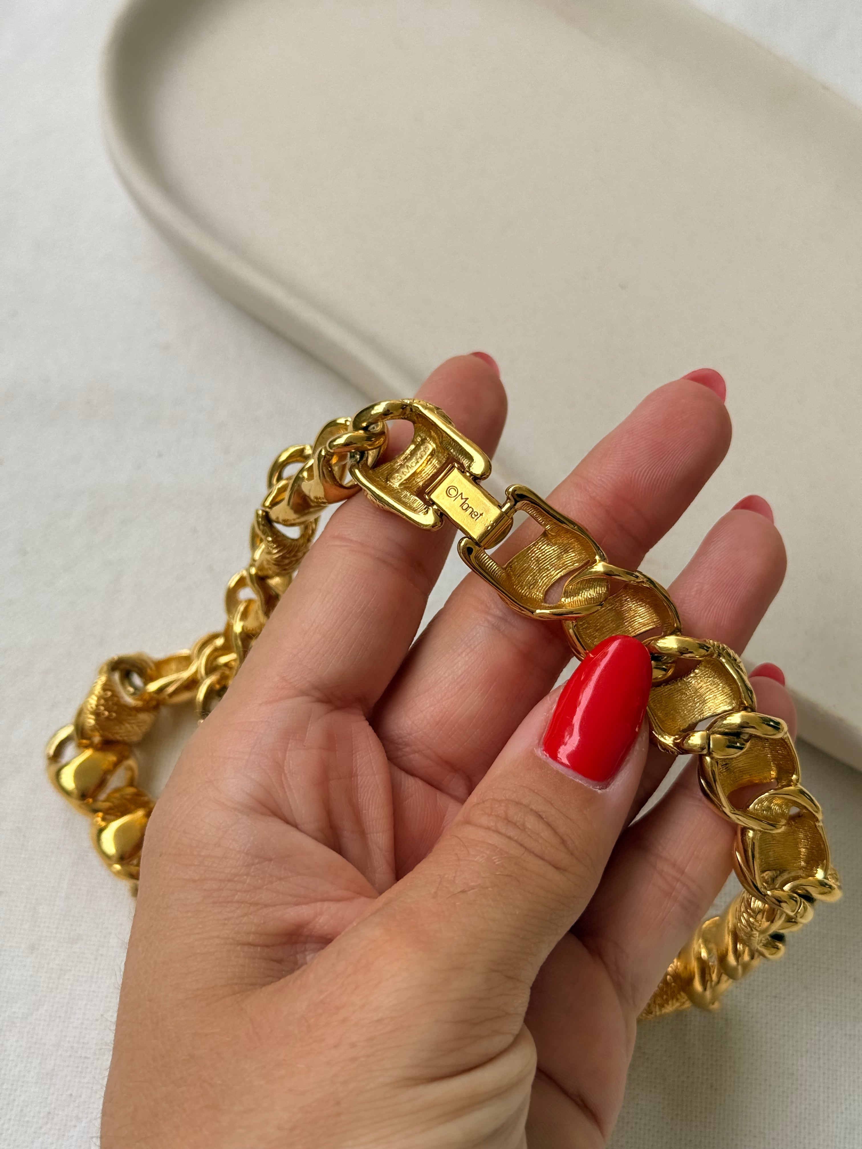 Collier Monet vintage - Maille torsadée dorée