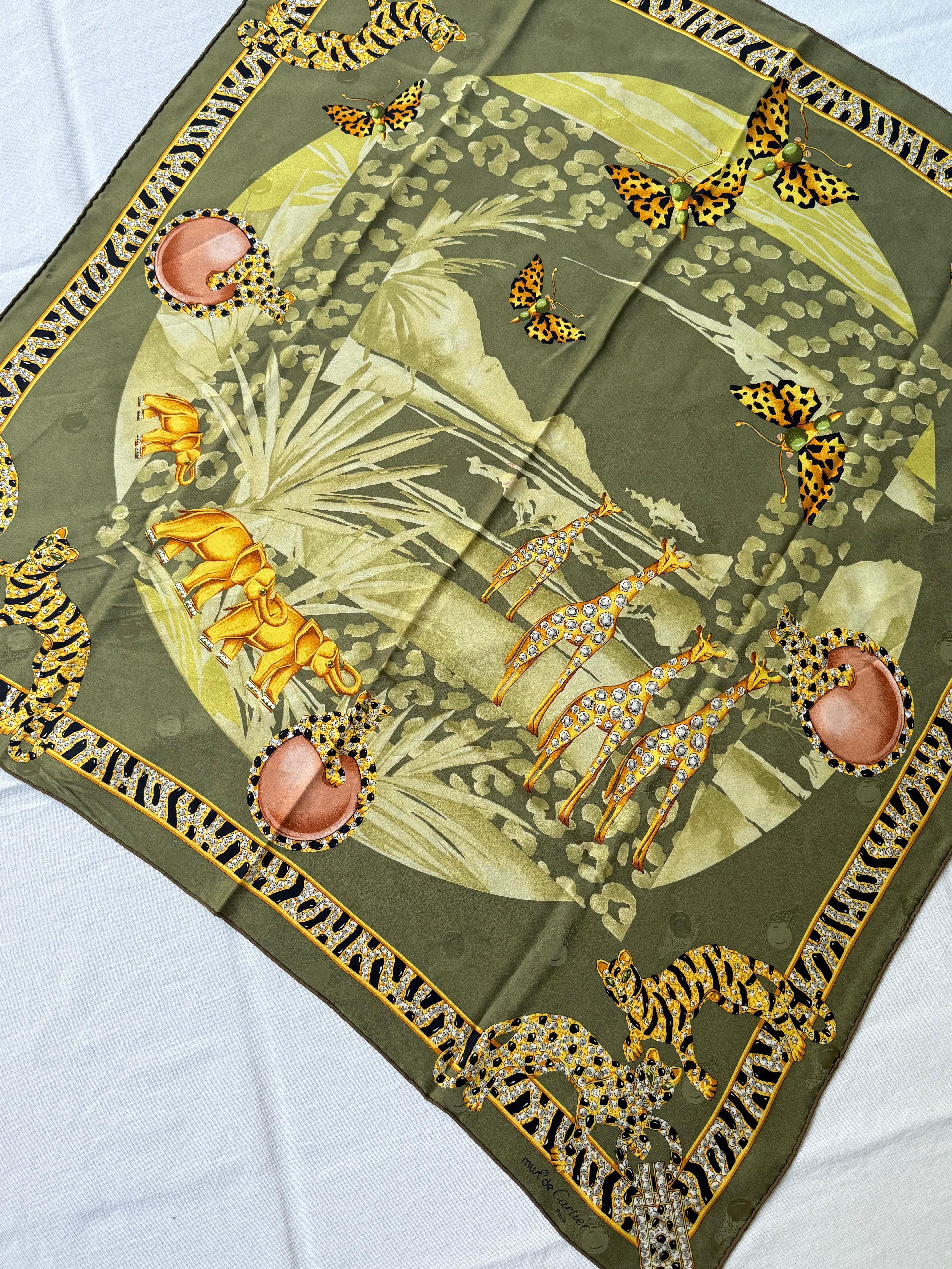 Foulard Cartier – Motif savane kaki