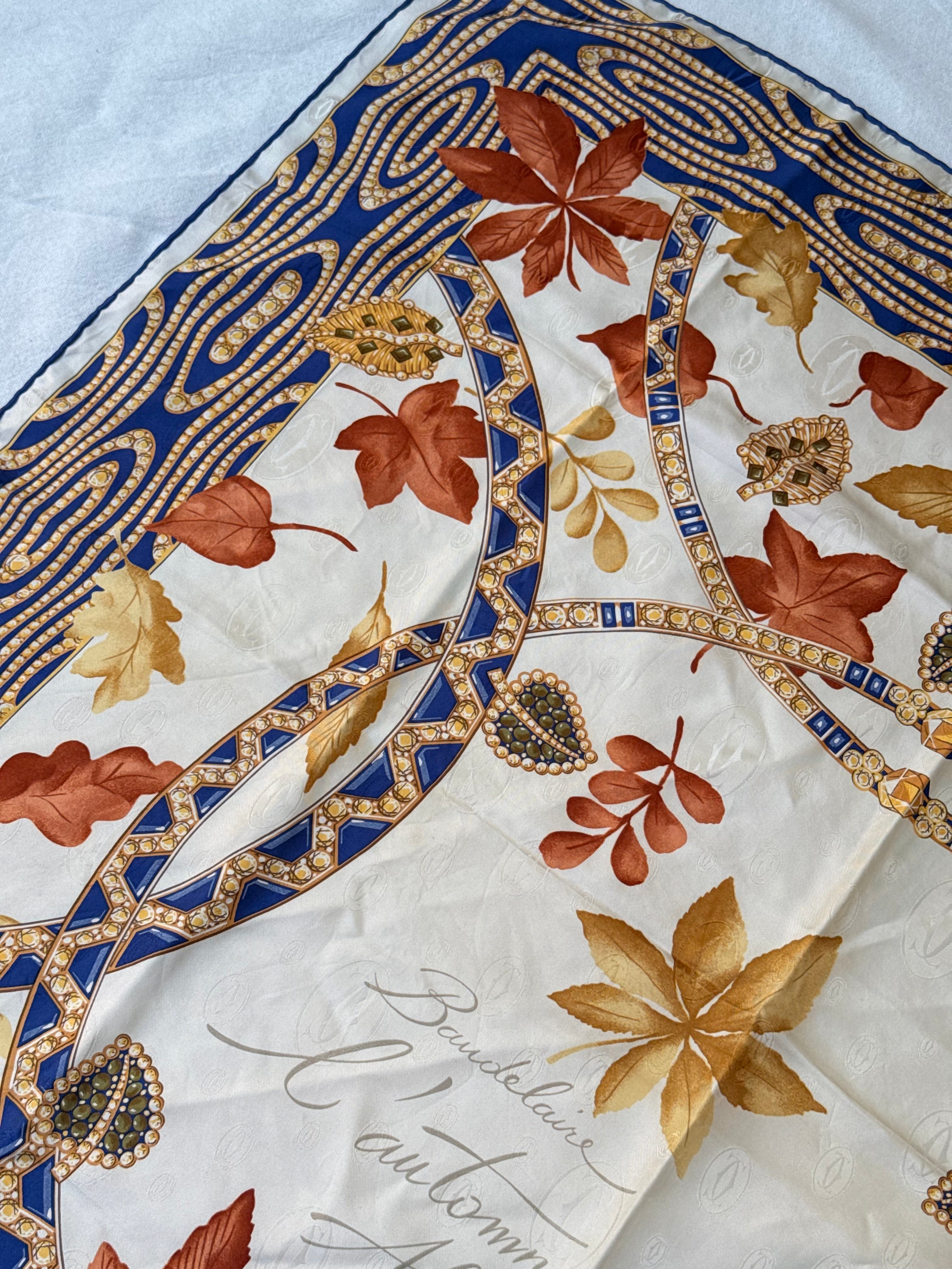 Foulard Cartier – Motifs feuillages et joaillerie